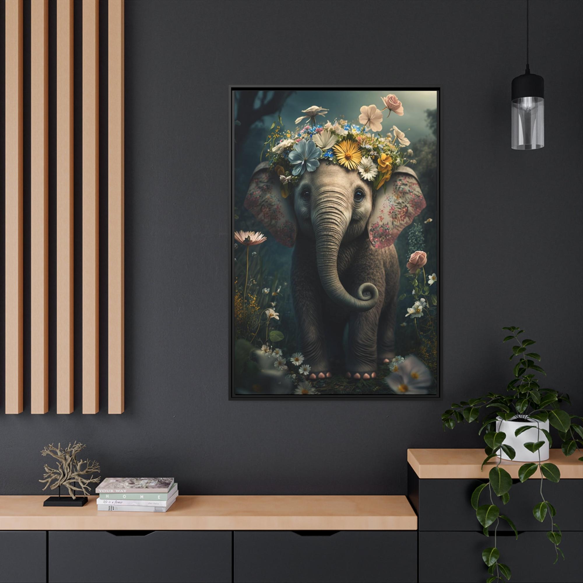 Elephants Jungle Majesty: Canvas Print of Elephants and Exotic Plants