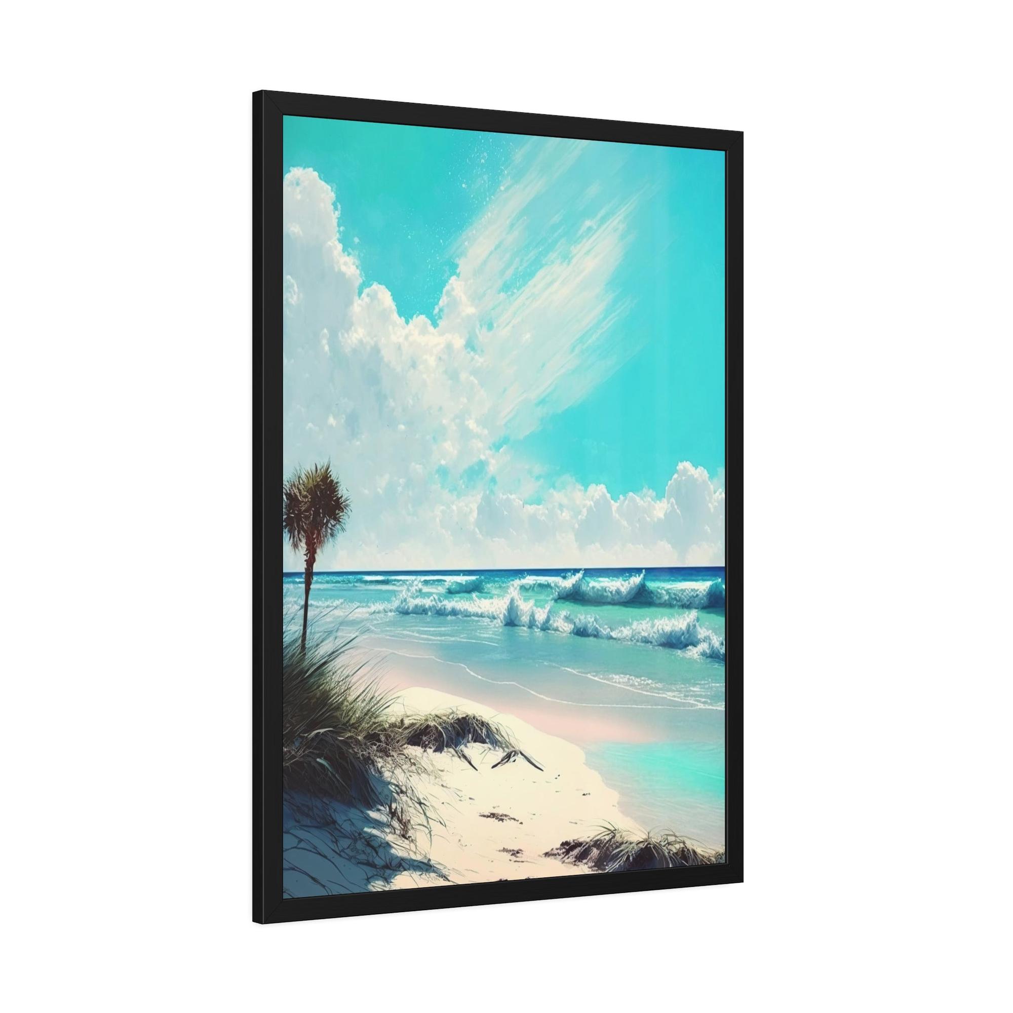 Island Beach Tropic Temptation: Poster of an Enchanting Island Beach on High-Quality Print