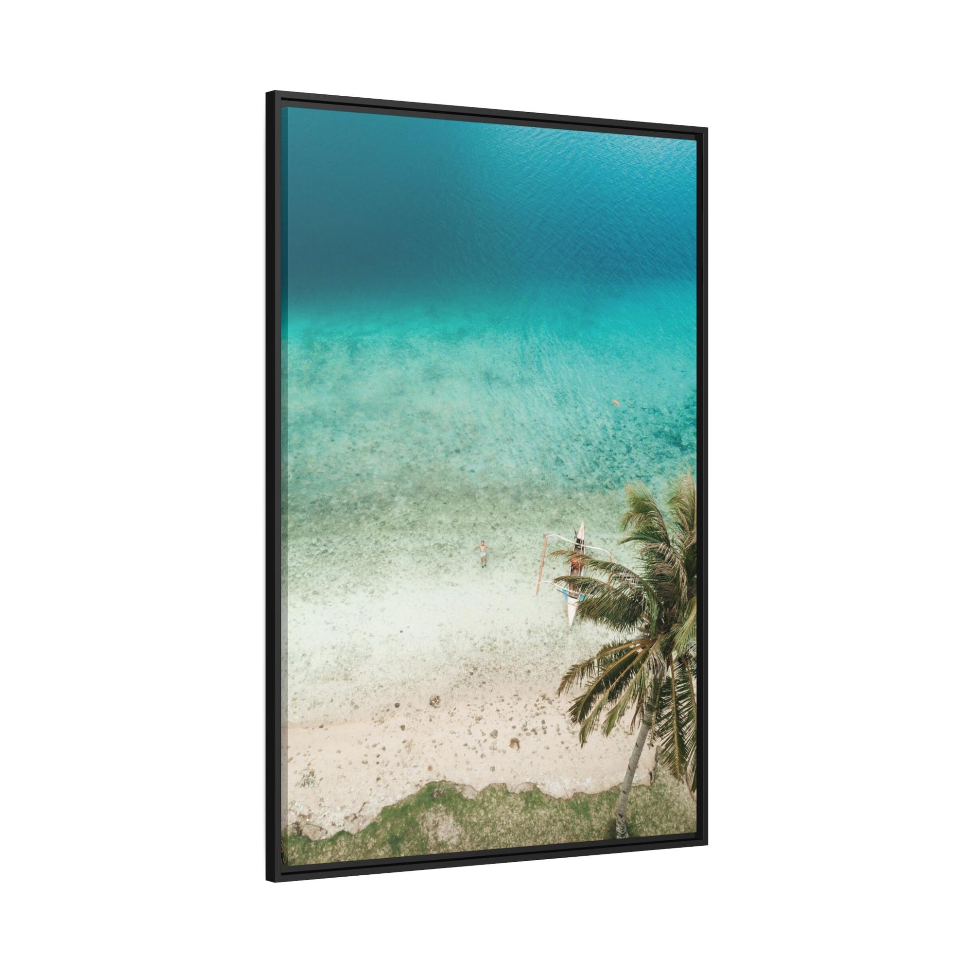 Island Beach Ocean Paradise: Framed Poster of a Serene Island Beach Scene