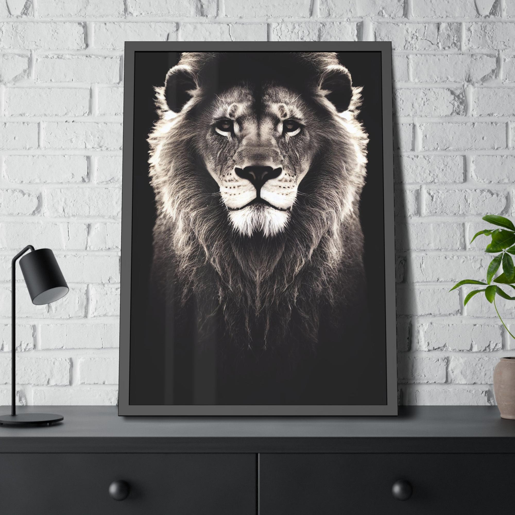Lions African Majesty: Wall Art of a Regal Lion on Natural Canvas