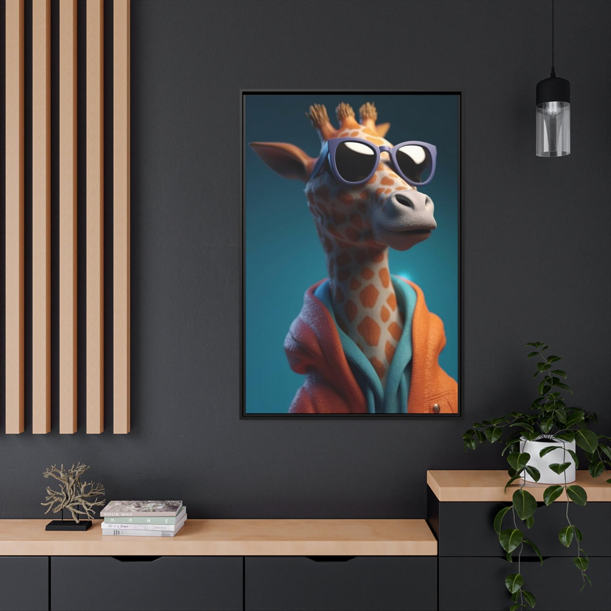 Giraffes The Art of Observation: A Stunning Artistic Rendering of a Giraffe in Profile on Canvas & Poster
