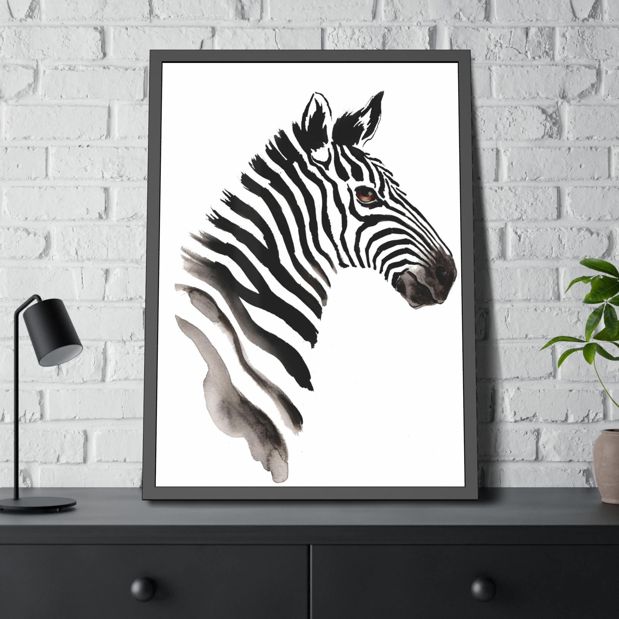 Zebras African Beauty: Framed Canvas Print of a Stunning Zebra