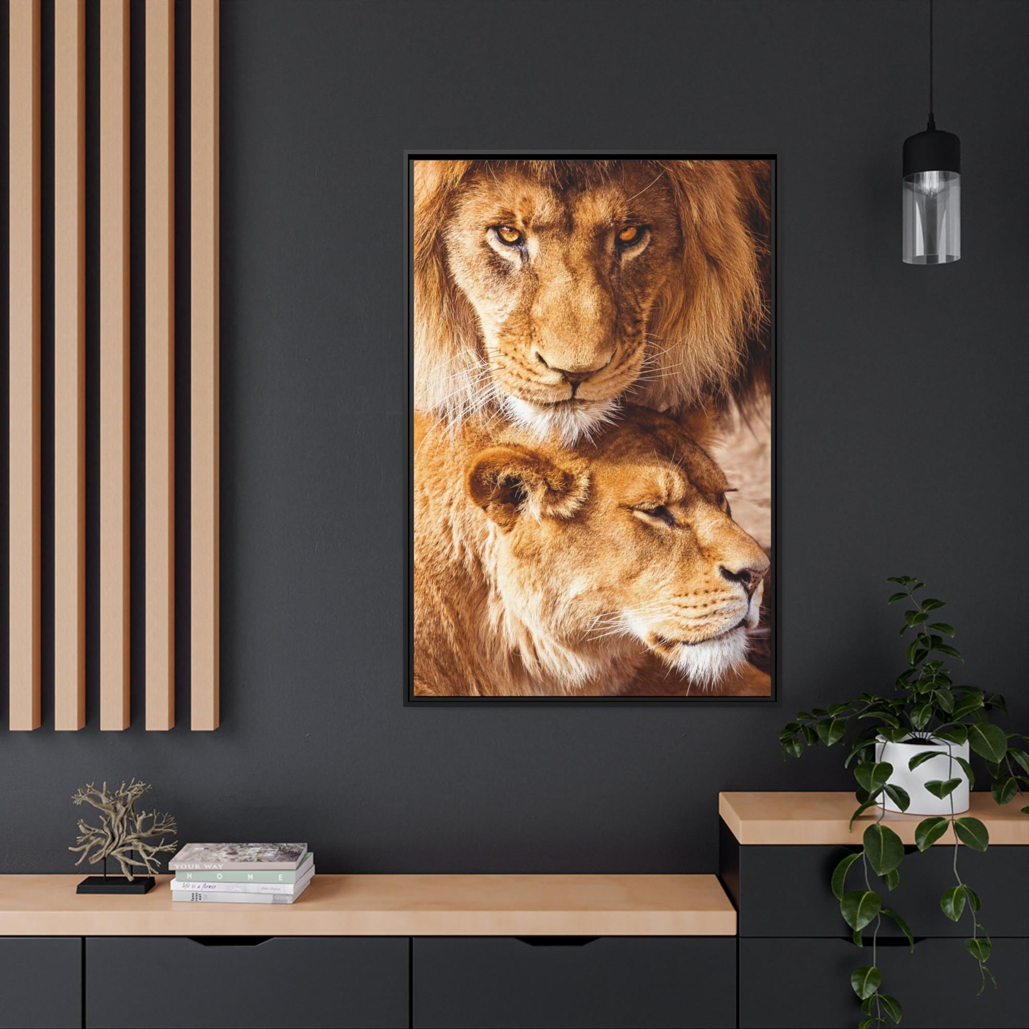 Lions African Royalty: Wall Art of a Magnificent Lion on Natural Canvas