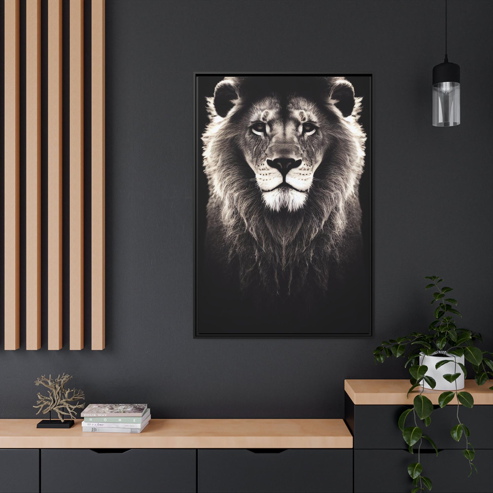Lions African Majesty: Wall Art of a Regal Lion on Natural Canvas