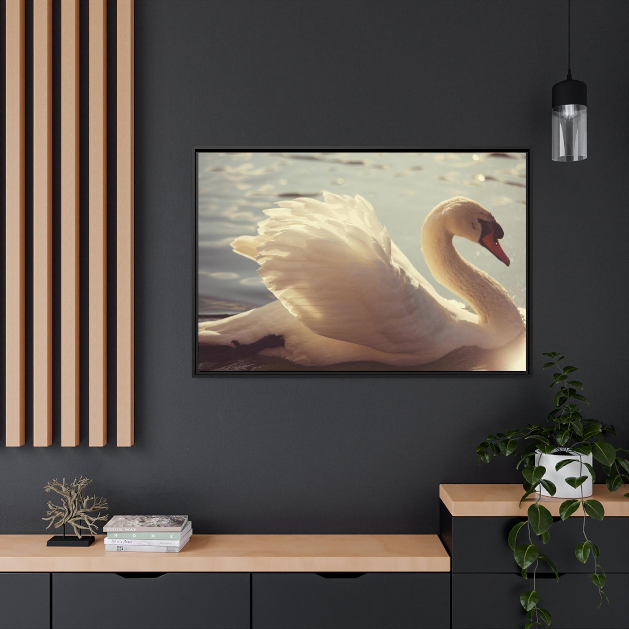 Swans Elegant Grace: Natural Canvas Print Featuring Beautiful Swan
