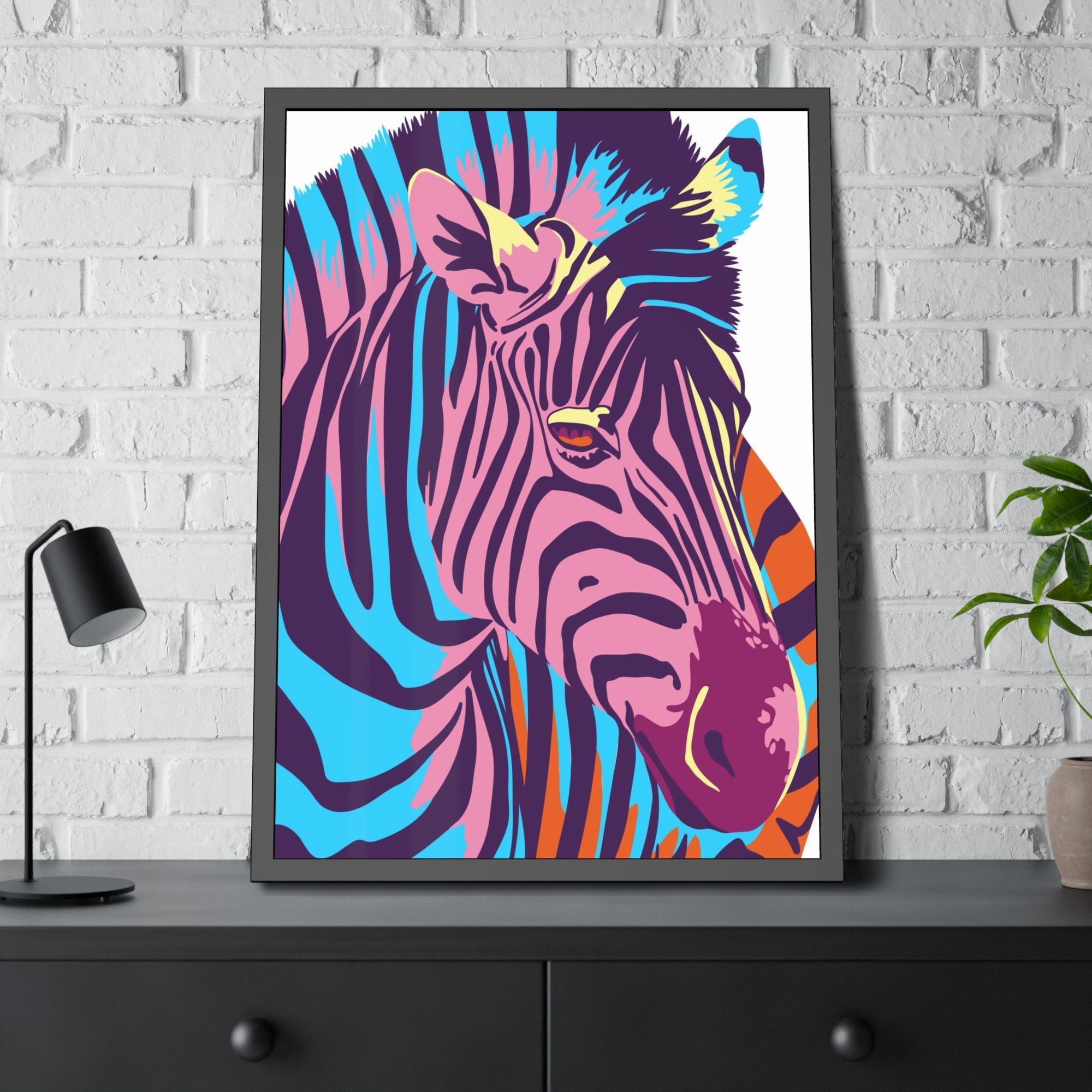 Zebras Sleek and Striking: Zebra Print on Framed Poster