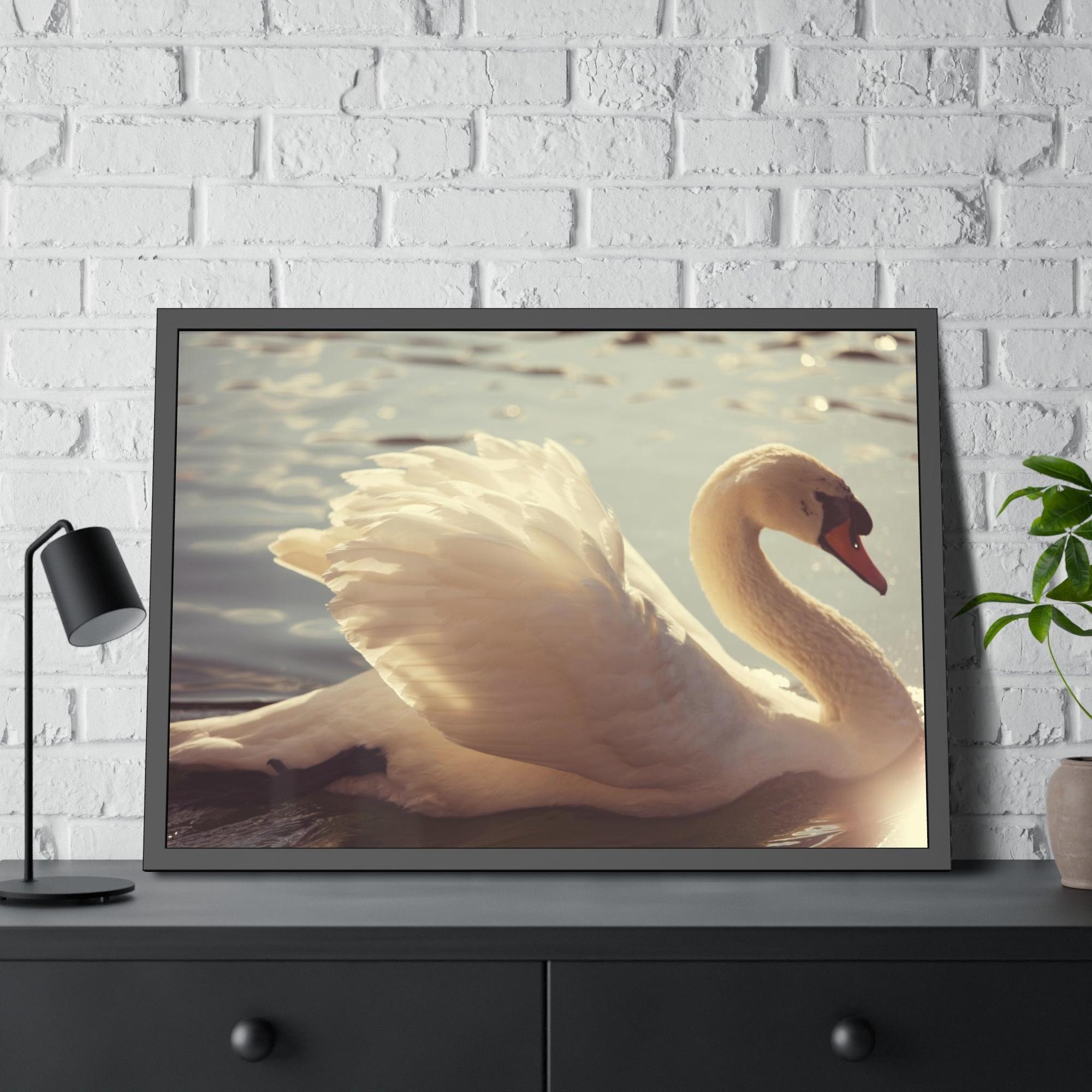 Swans Elegant Grace: Natural Canvas Print Featuring Beautiful Swan