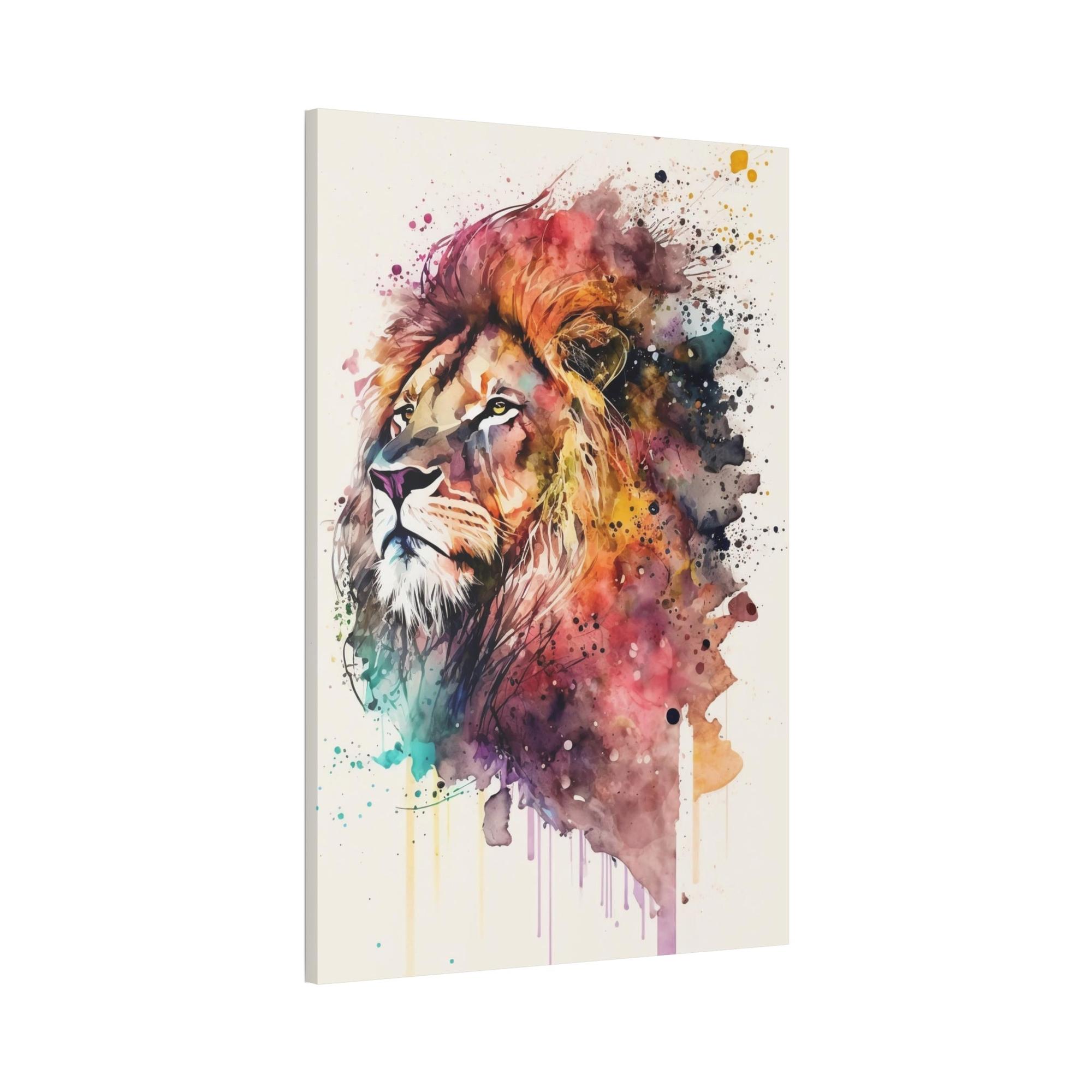 Lions The King's Portrait: Artistic Print on Framed Canvas of a Regal Lion
