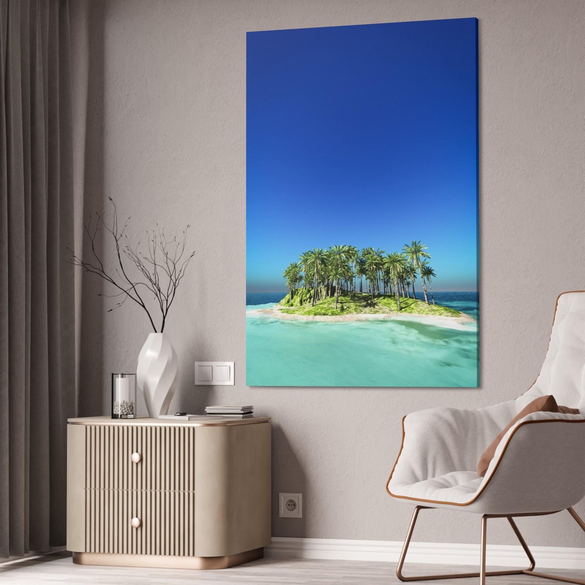 Island Beach Coastal Charm: Print on Canvas of a Beautiful Beach on an Island