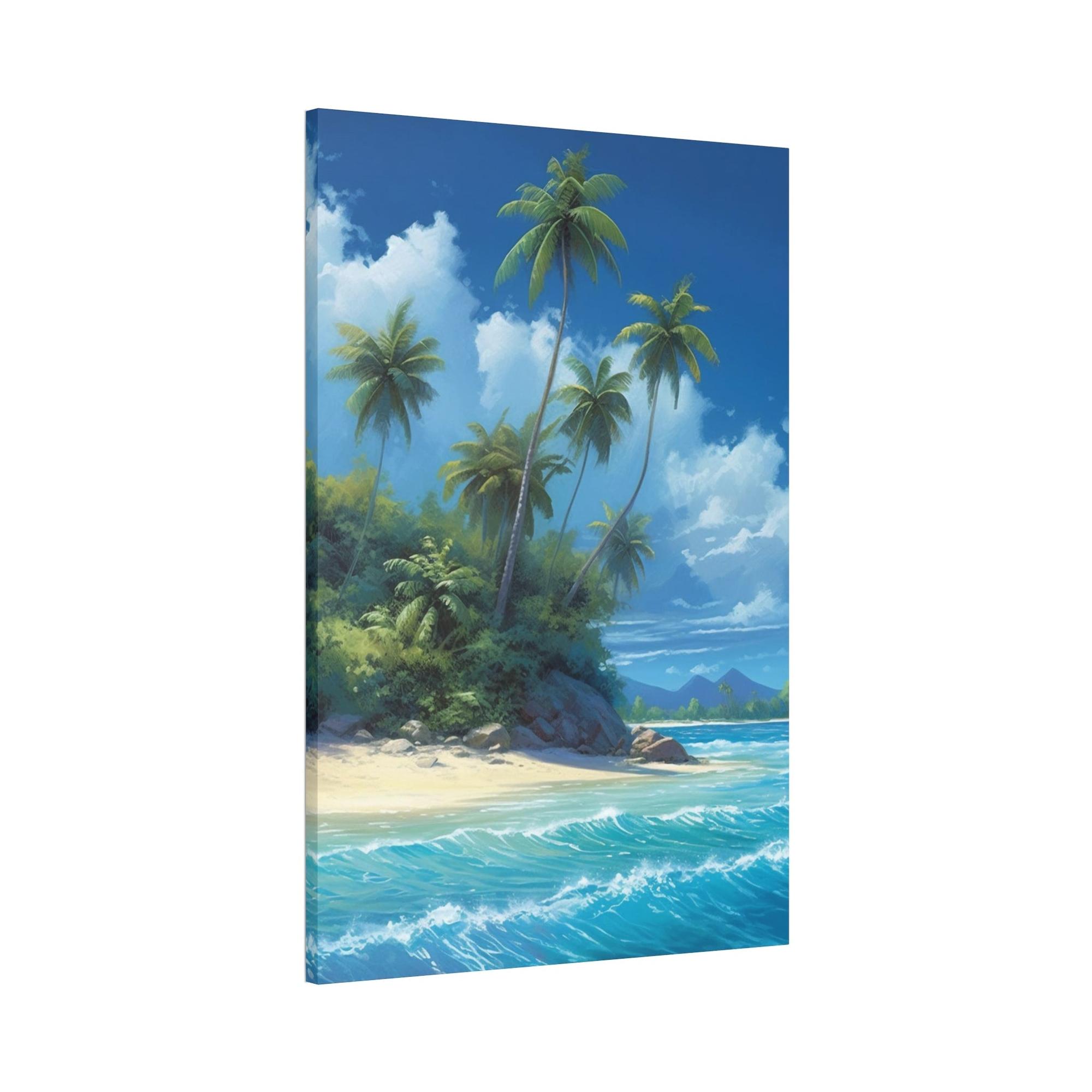 Island Beach Oceanic Wonders: Canvas Print of a Majestic Beach on an Island