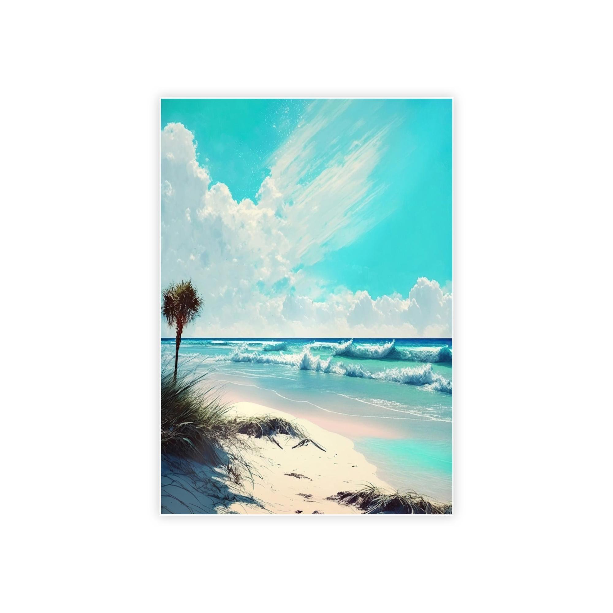 Island Beach Tropic Temptation: Poster of an Enchanting Island Beach on High-Quality Print
