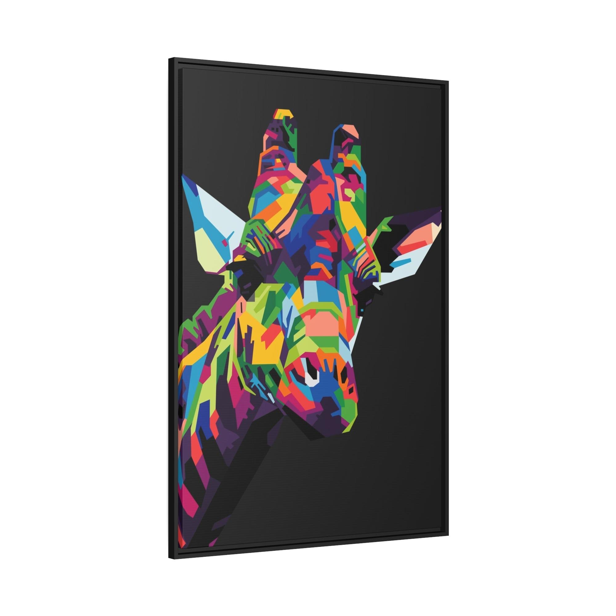 Giraffes Splash of Color: A Vividly Colored Artistic Print of a Giraffe on Canvas & Poster