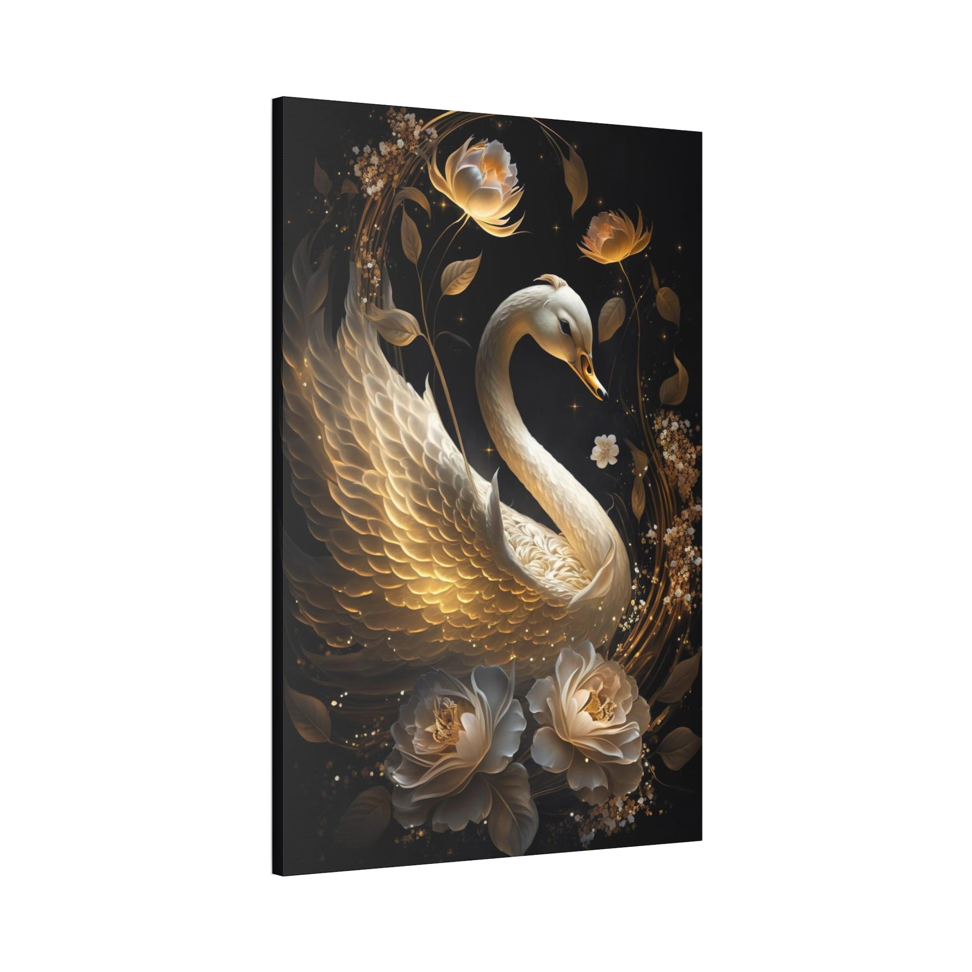 Swans Tranquil Beauty: Canvas Art Displaying the Serenity of Swan in a Peaceful Setting