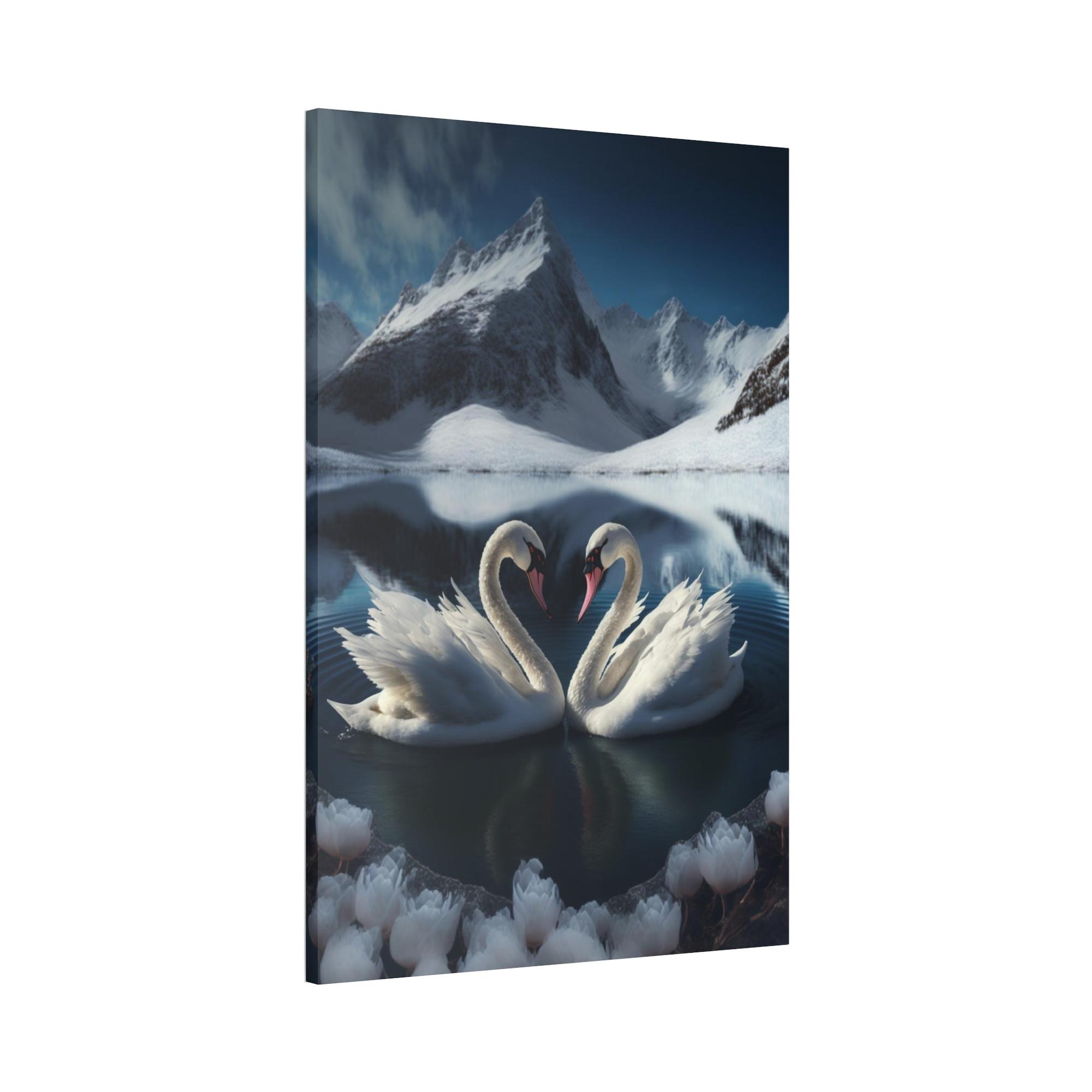 Swans Swan Lake Symphony: Natural Canvas Print of Swans in a Scenic Lake