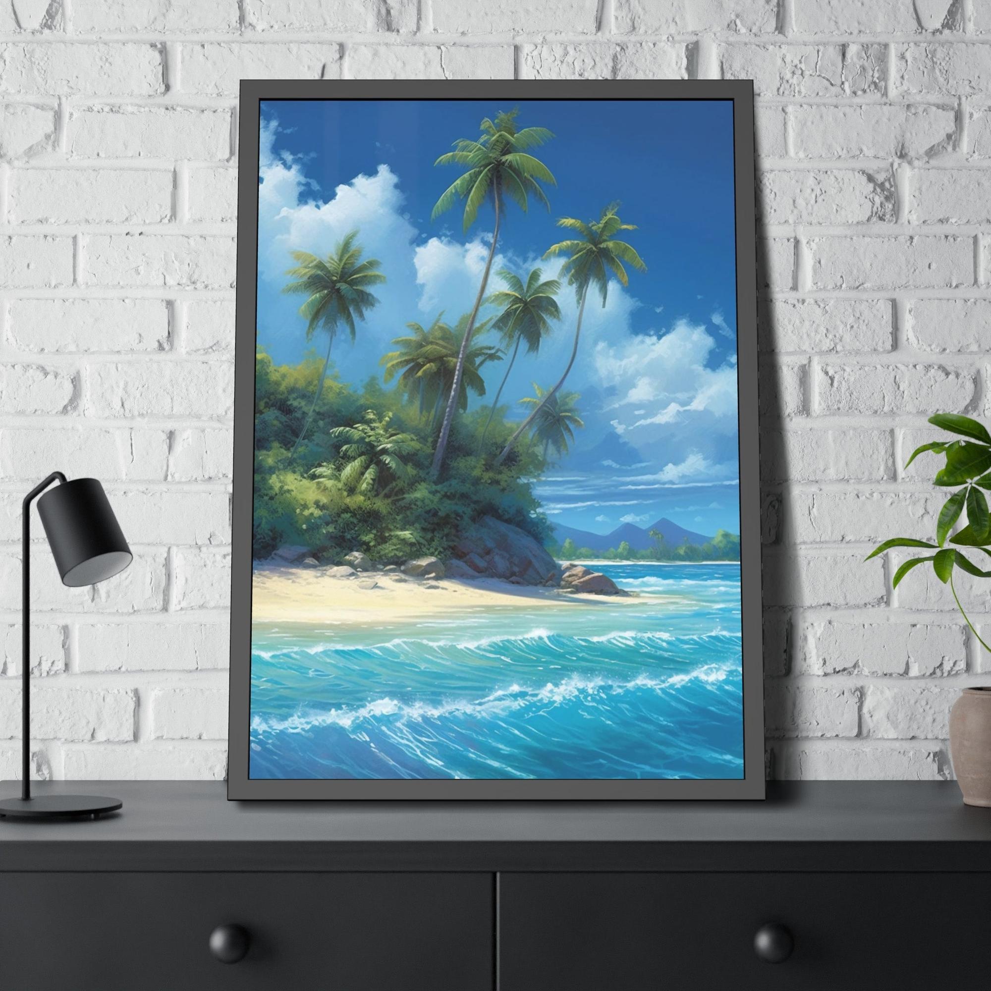 Island Beach Oceanic Wonders: Canvas Print of a Majestic Beach on an Island