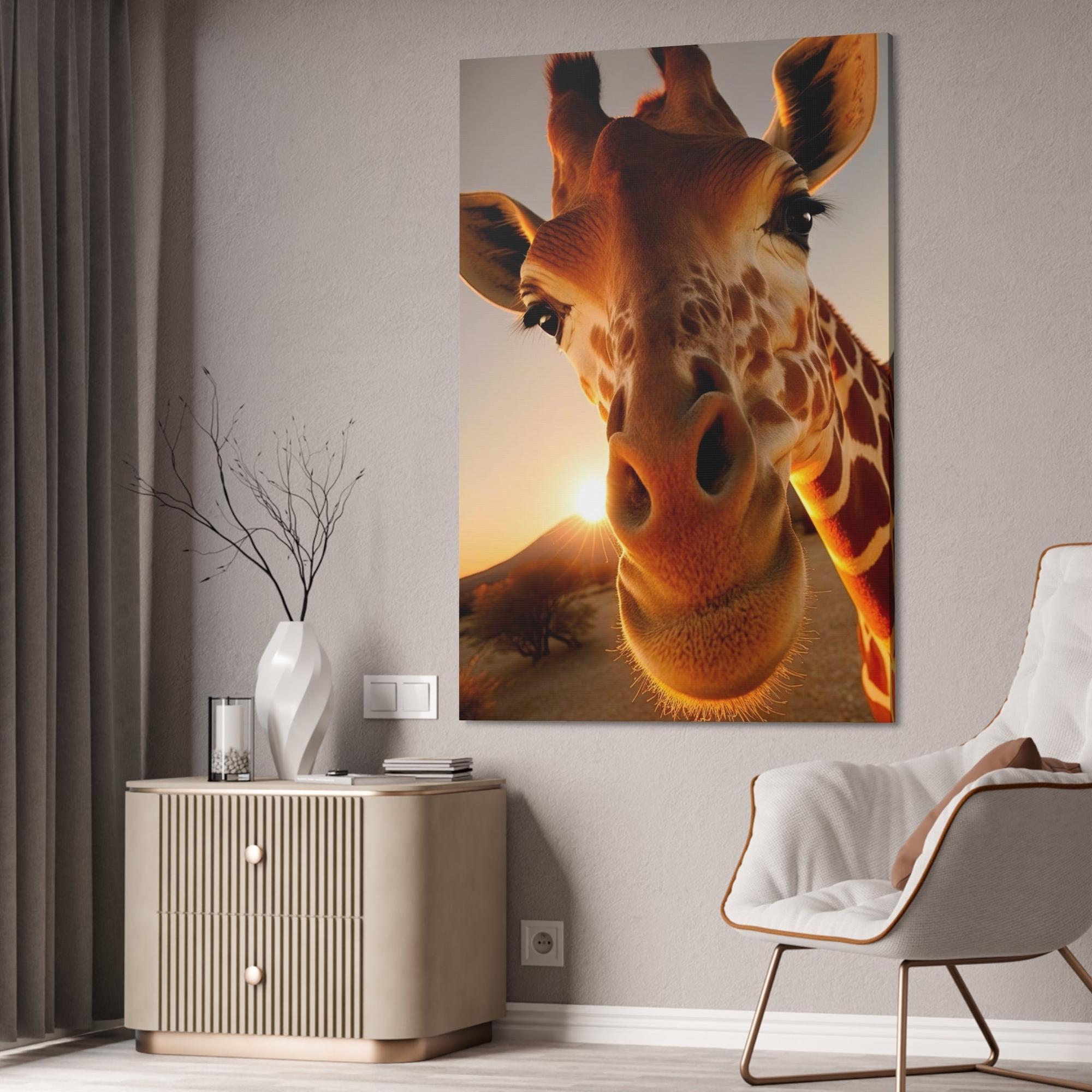 Giraffes Spotted Wonder: Canvas Wall Art Featuring a Close-Up of a Giraffe's Unique Pattern