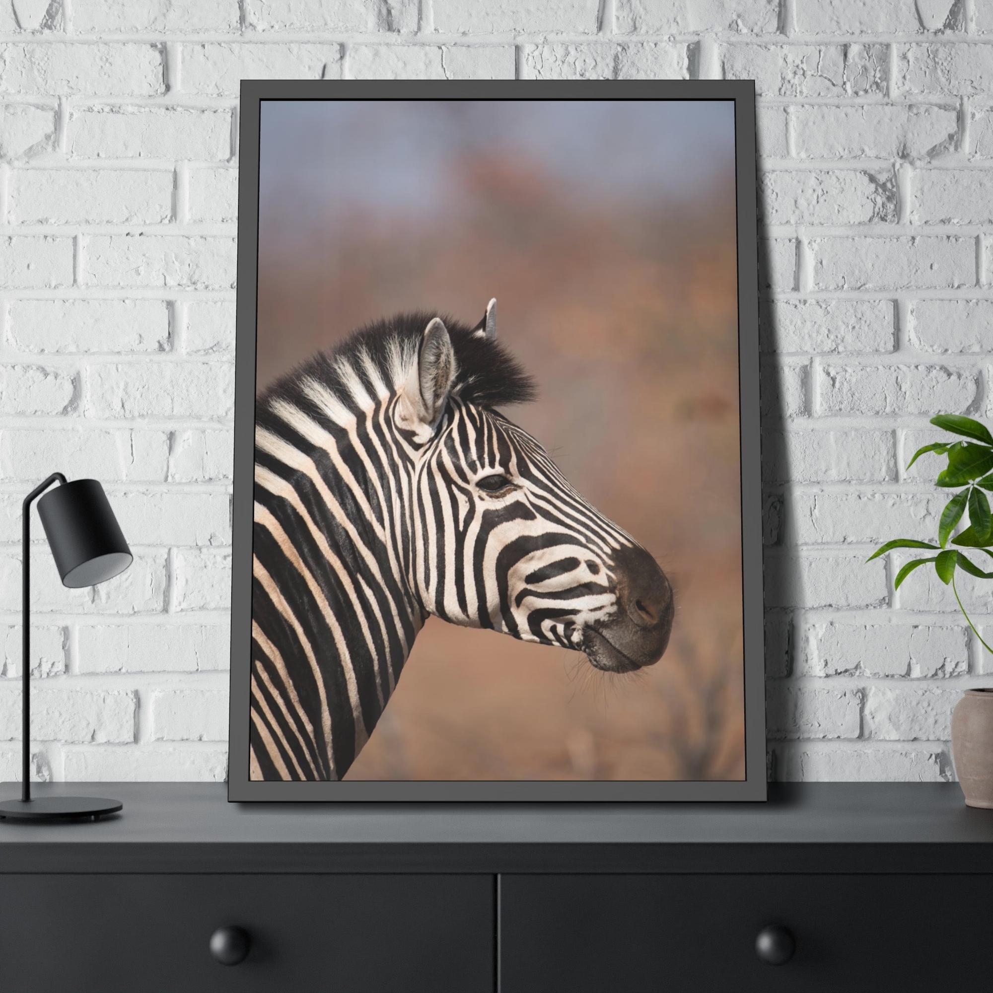 Zebras Wild Beauty: Natural Canvas and Framed Poster Featuring a Majestic Zebra