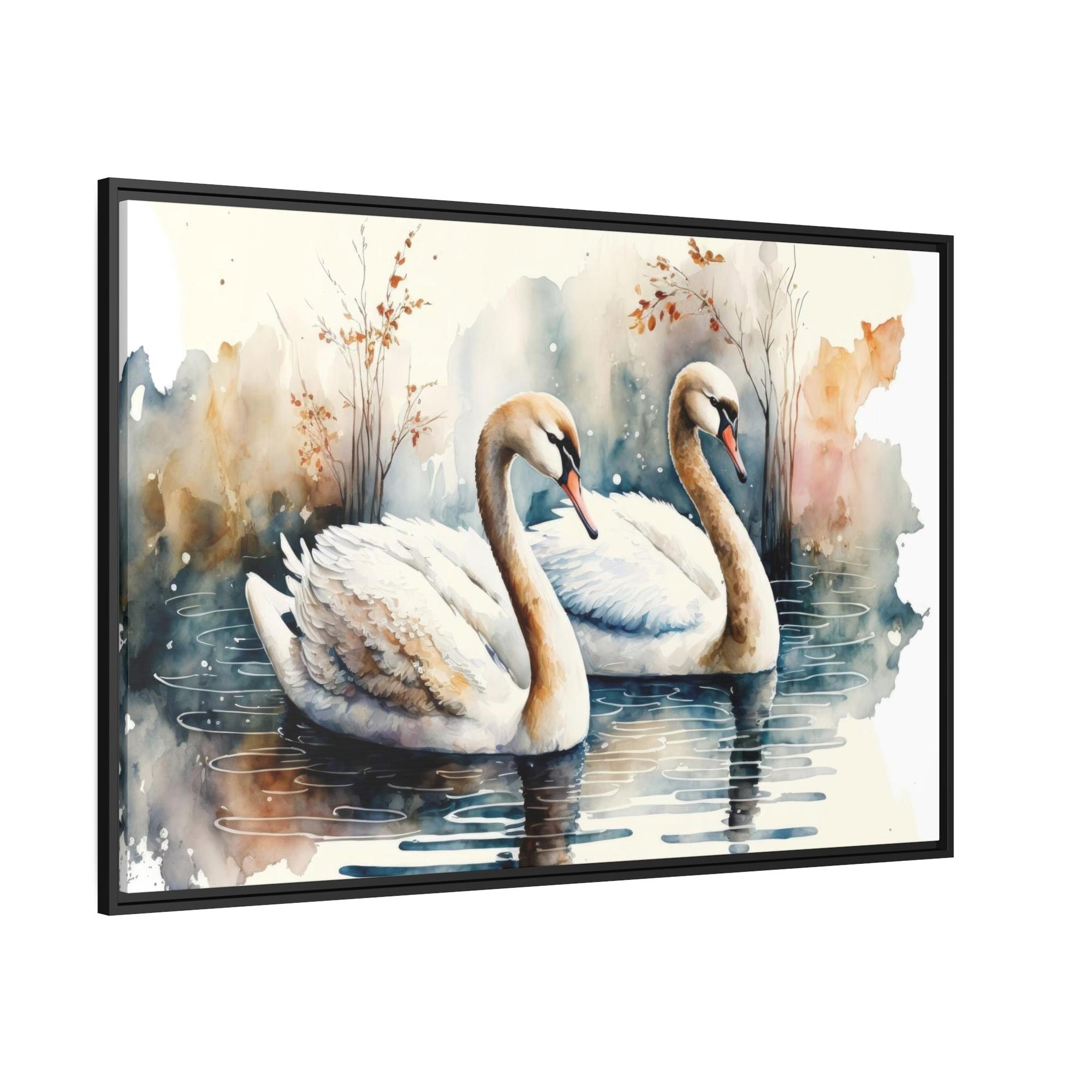 Swans Gentle Giants: Framed Poster and Print on Canvas Featuring Majestic Swans