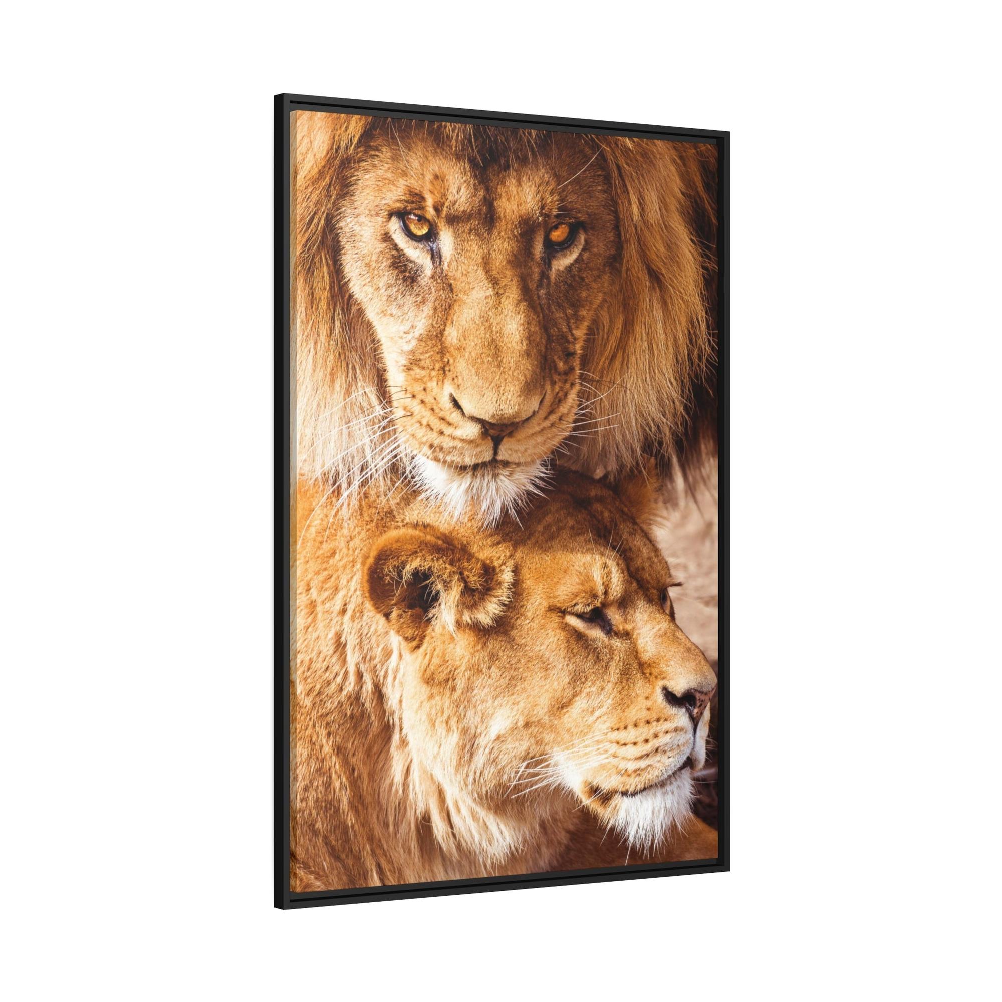 Lions African Royalty: Wall Art of a Magnificent Lion on Natural Canvas