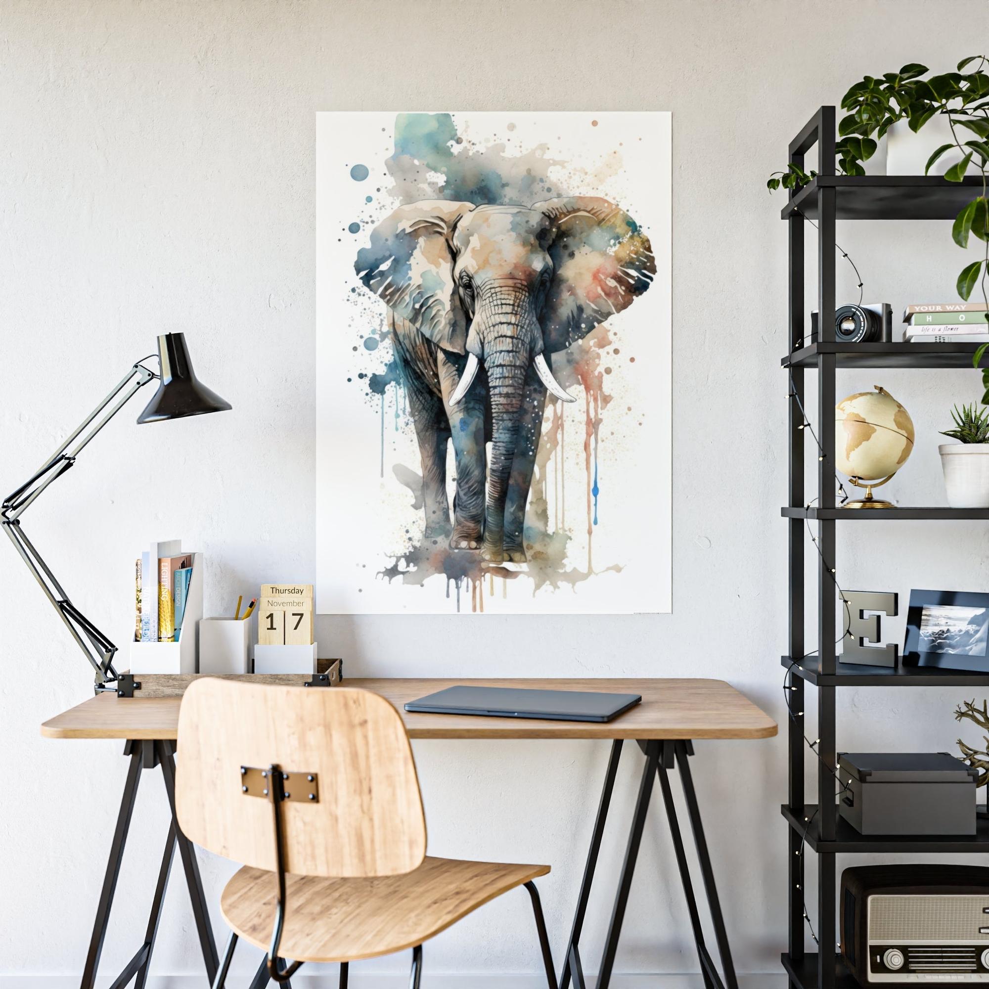 Elephants Elephant Serenity: Natural Canvas and Framed Poster
