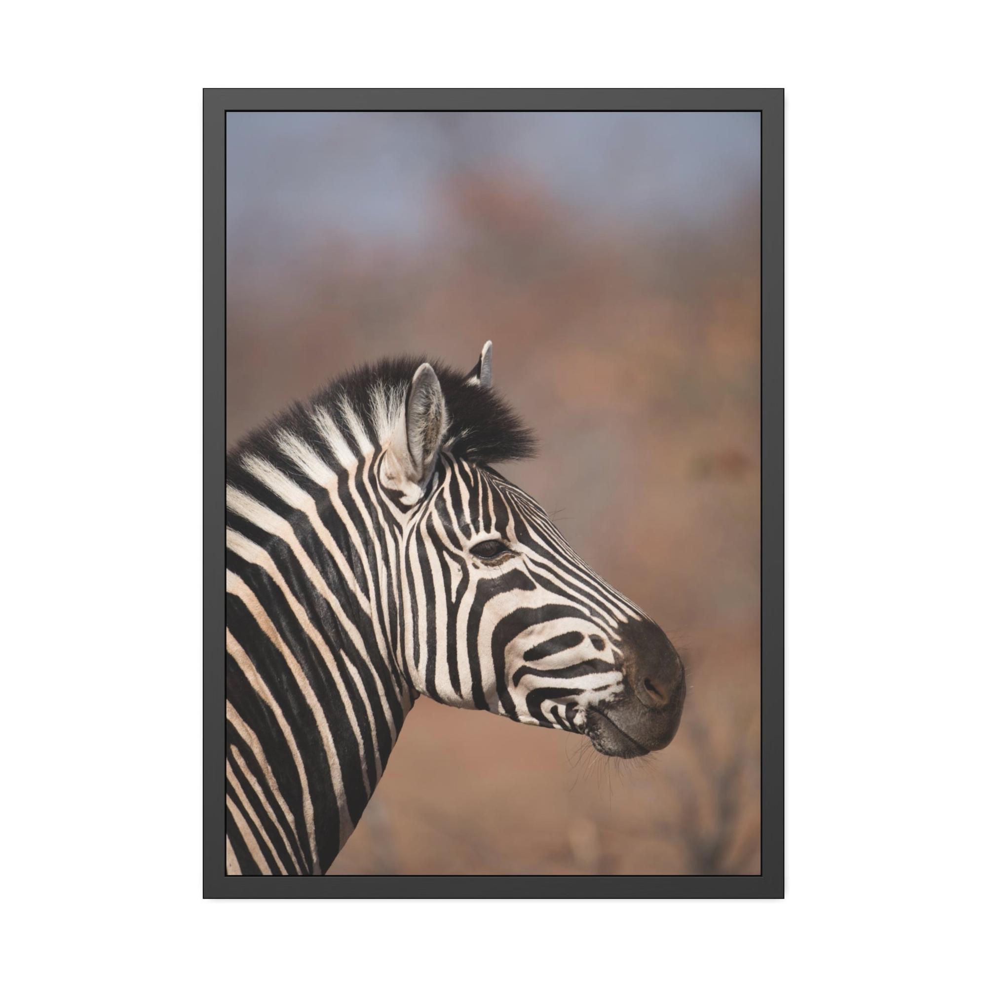 undefined Wild Beauty: Natural Canvas and Framed Poster Featuring a Majestic Zebra