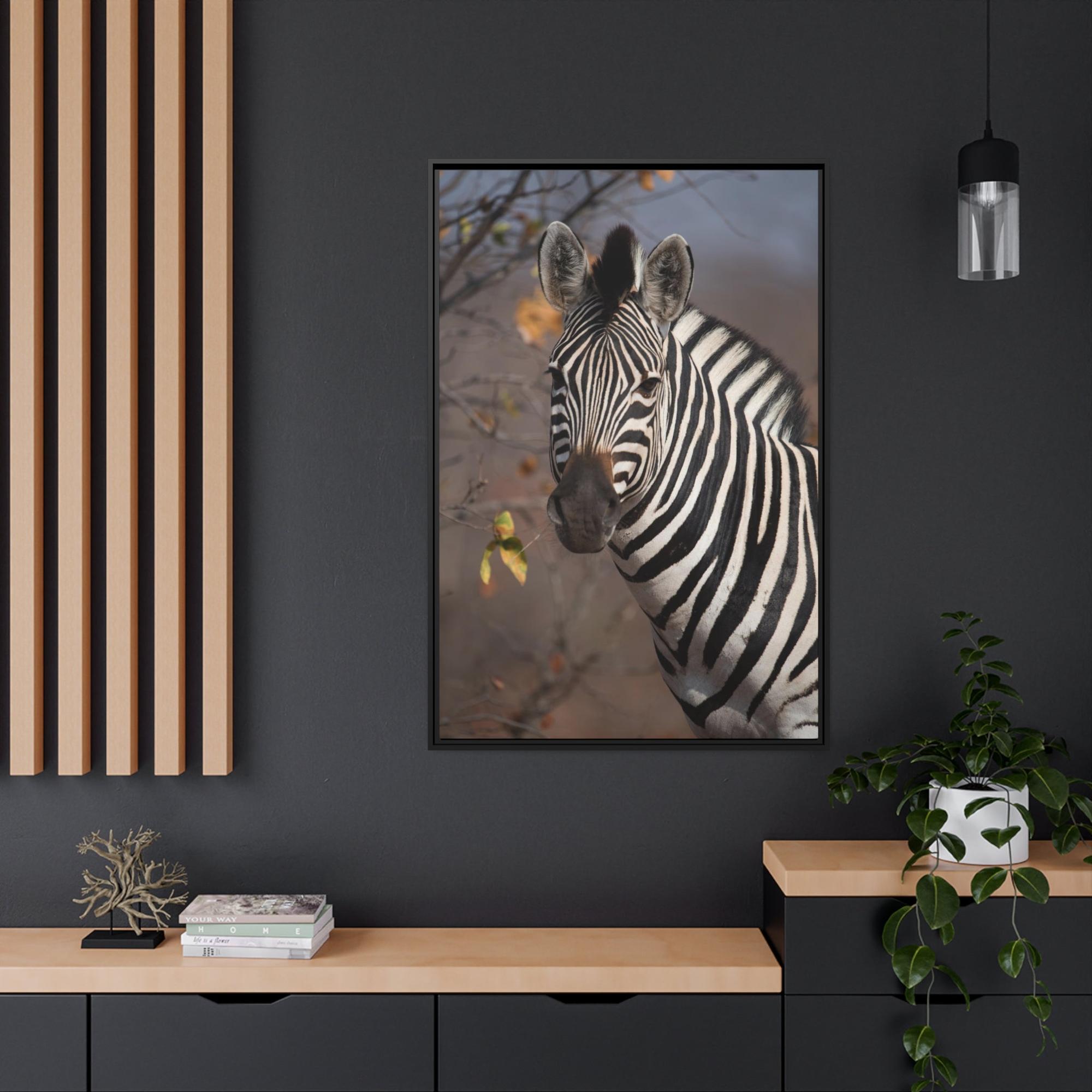 Zebras Zebra Stripes on the Horizon: Canvas Art Displaying a Beautiful Zebra in the Wild