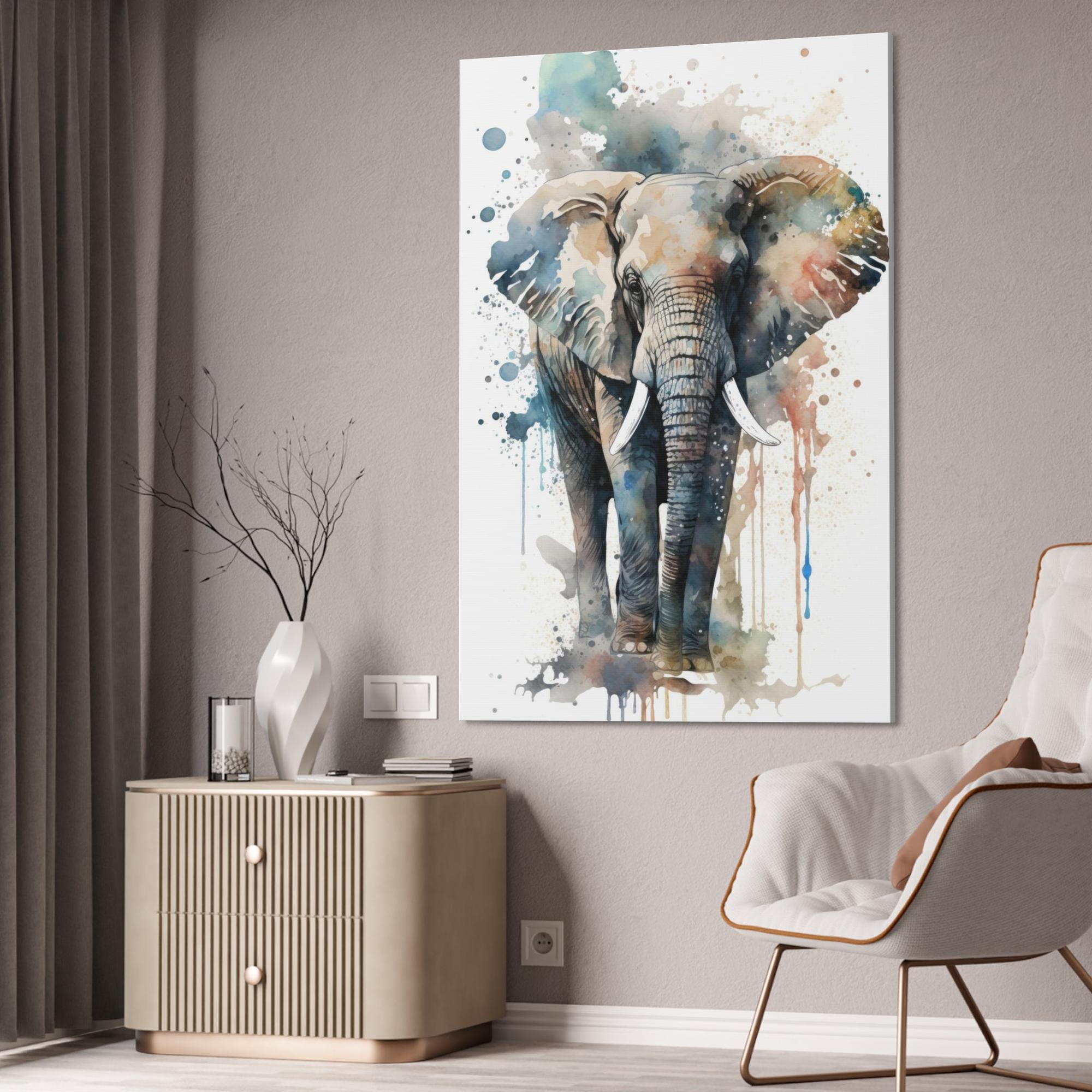 Elephants Elephant Serenity: Natural Canvas and Framed Poster