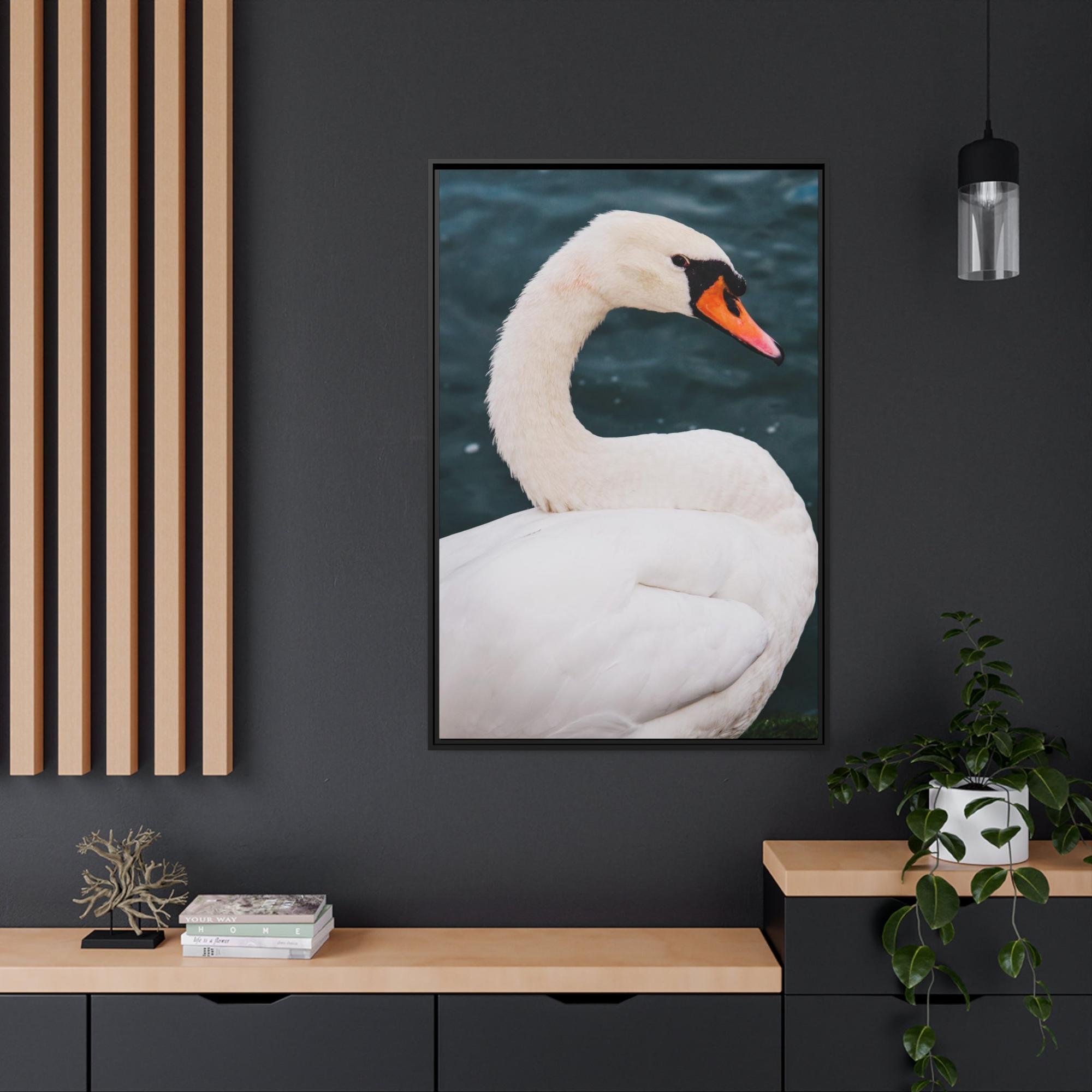 Swans The Calm of Nature: Natural Canvas Print of Swan in a Serene Landscape