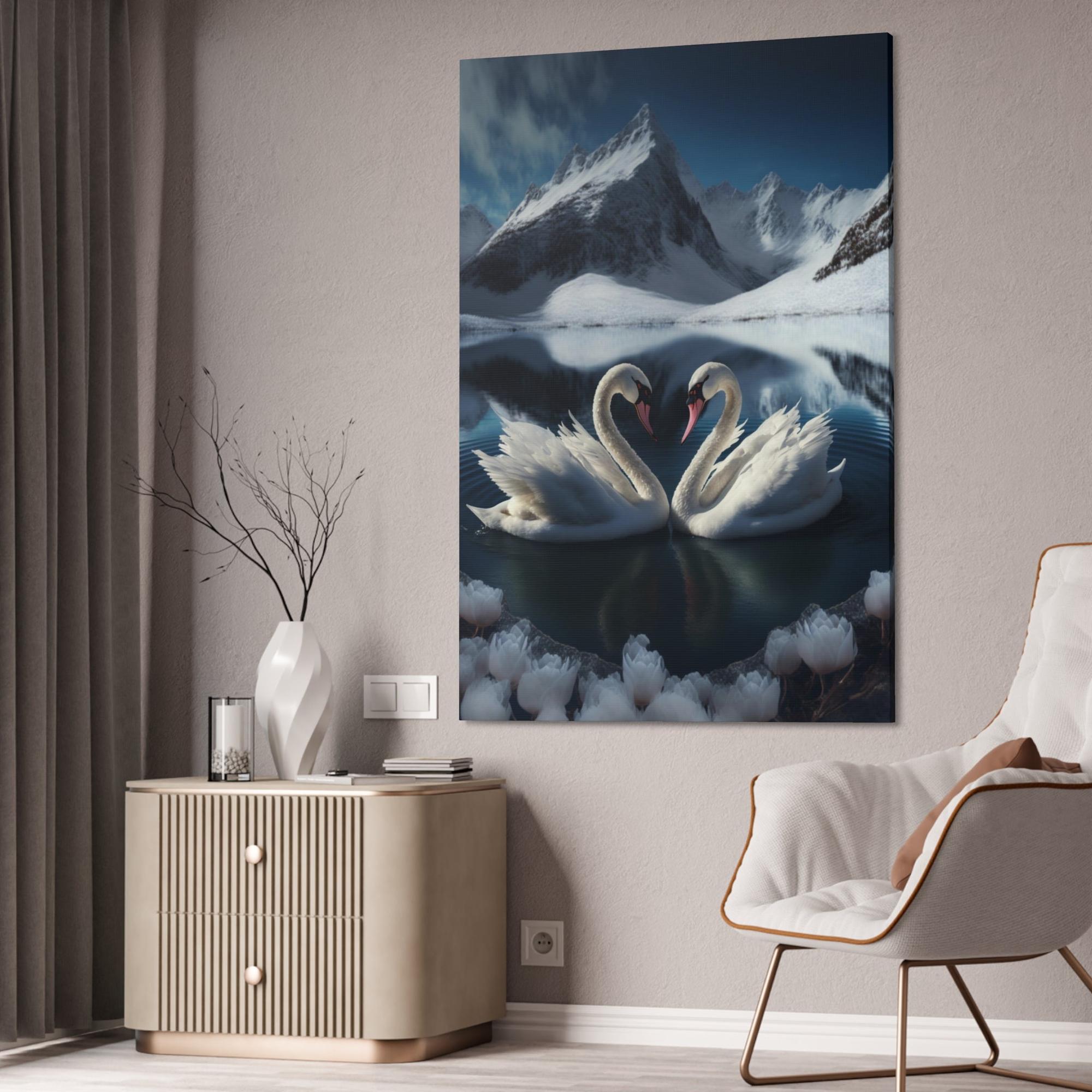 Swans Swan Lake Symphony: Natural Canvas Print of Swans in a Scenic Lake