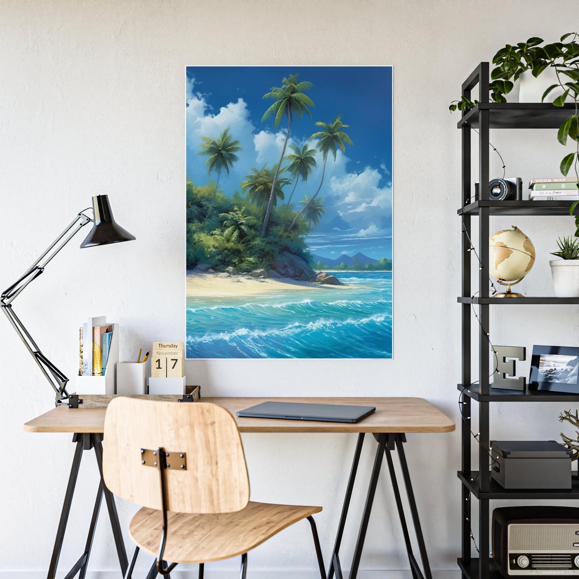 Island Beach Oceanic Wonders: Canvas Print of a Majestic Beach on an Island