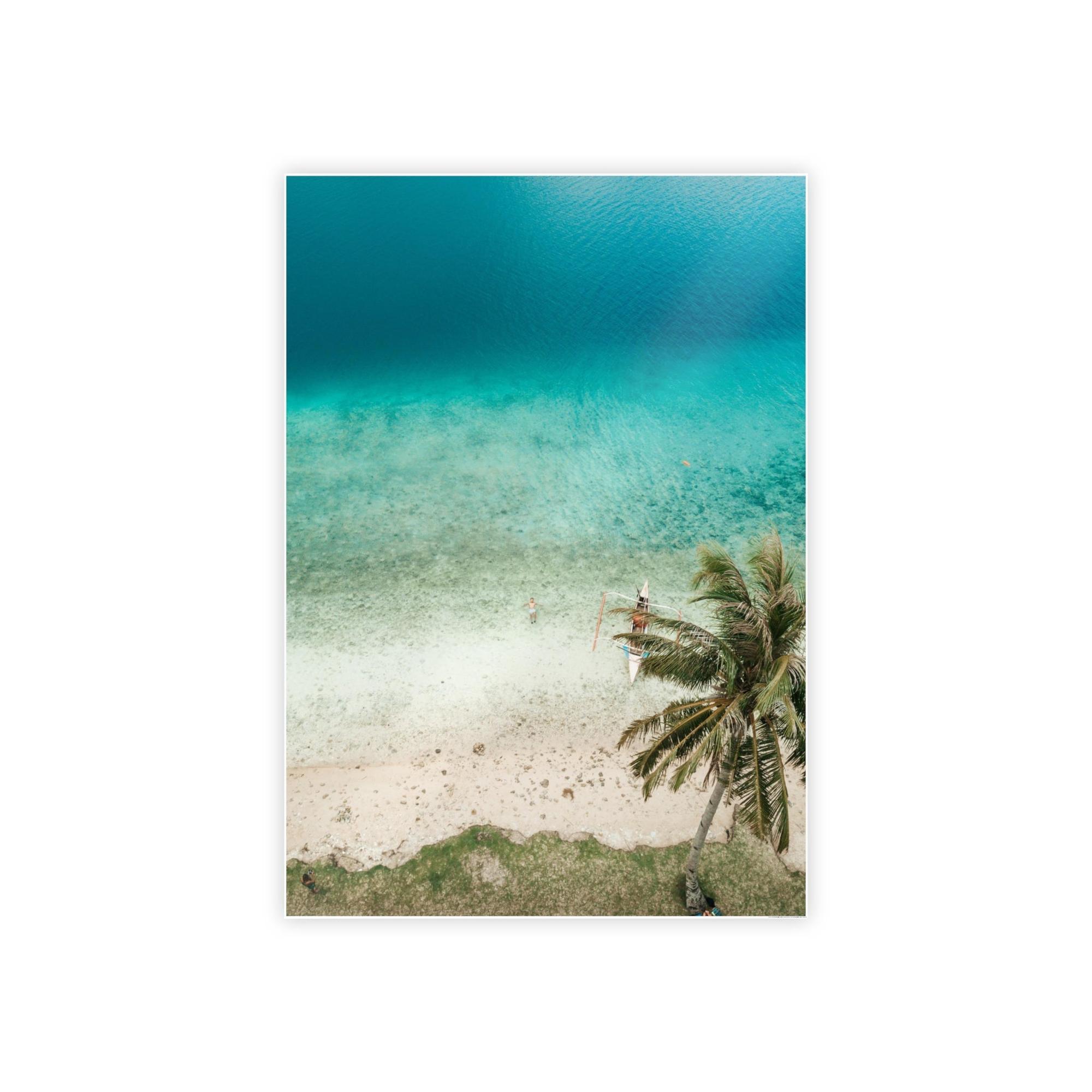Island Beach Ocean Paradise: Framed Poster of a Serene Island Beach Scene