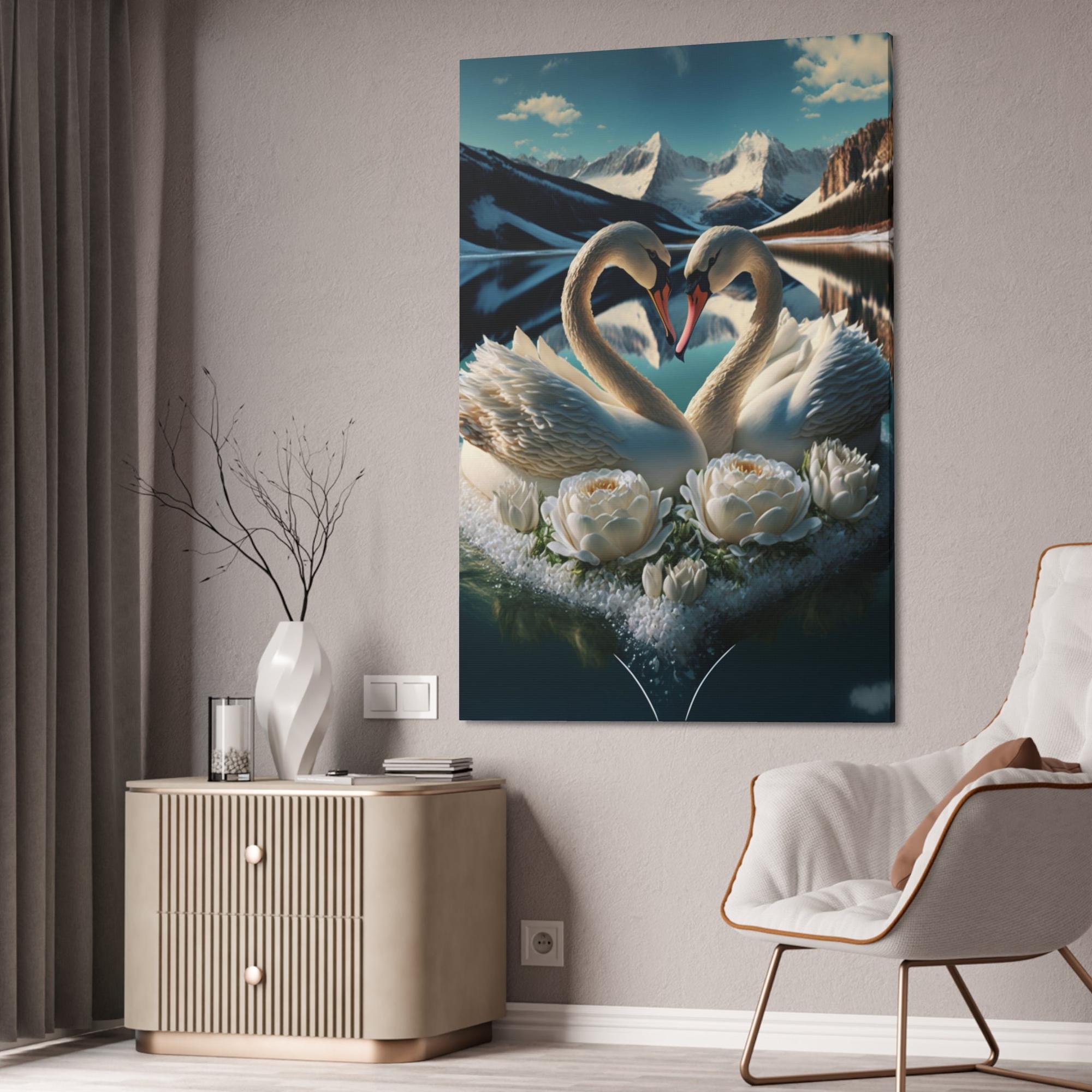 undefined The Majesty of Swans: Framed Canvas Print of These Beautiful Birds in Their Natural Element
