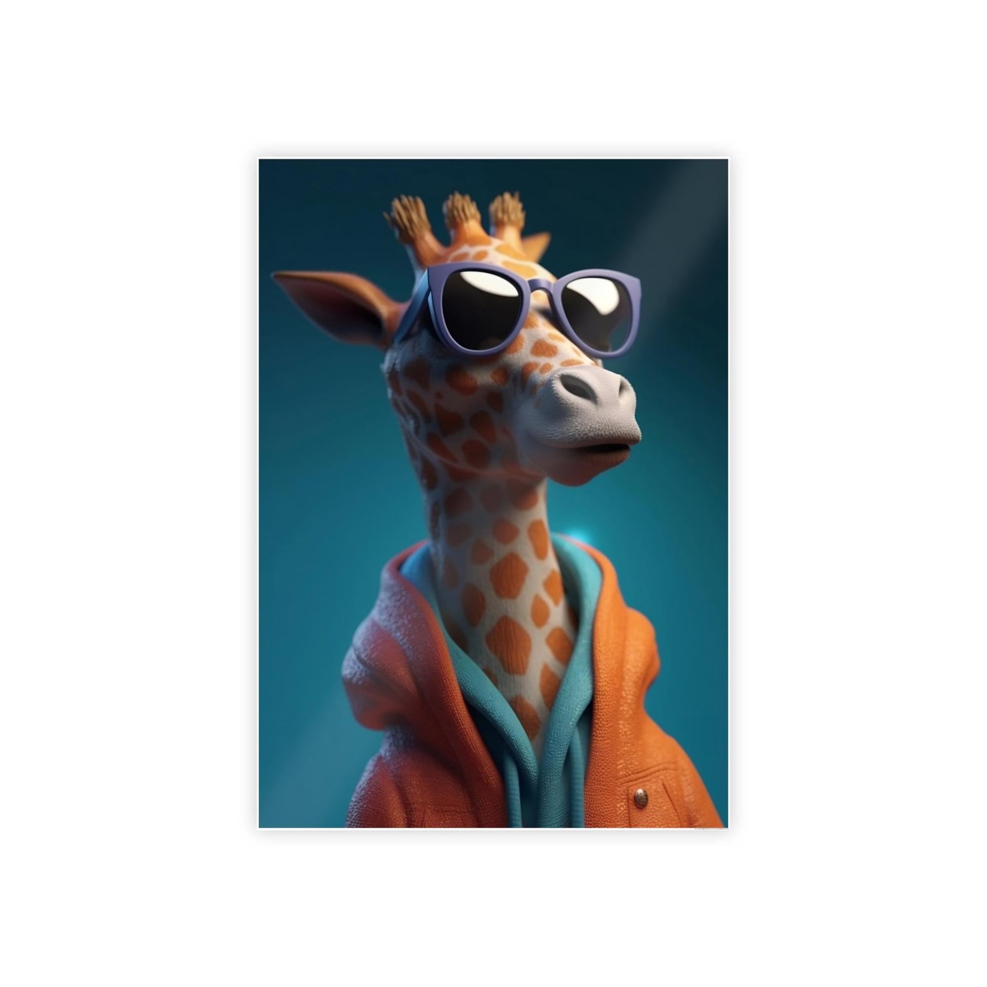Giraffes The Art of Observation: A Stunning Artistic Rendering of a Giraffe in Profile on Canvas & Poster
