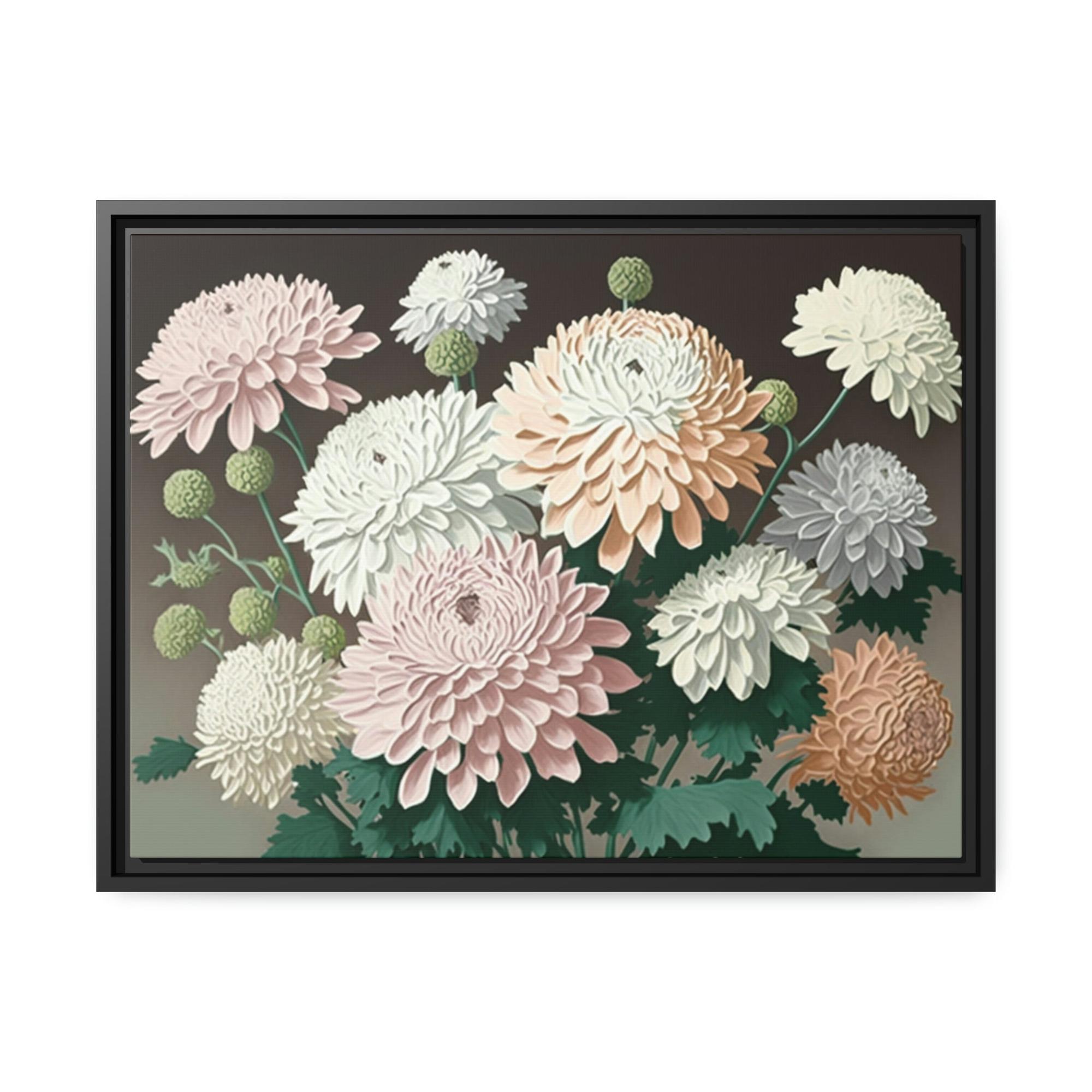 Chrysanthemums Chrysanthemum Dreams: Framed Poster with Serene Floral Imagery
