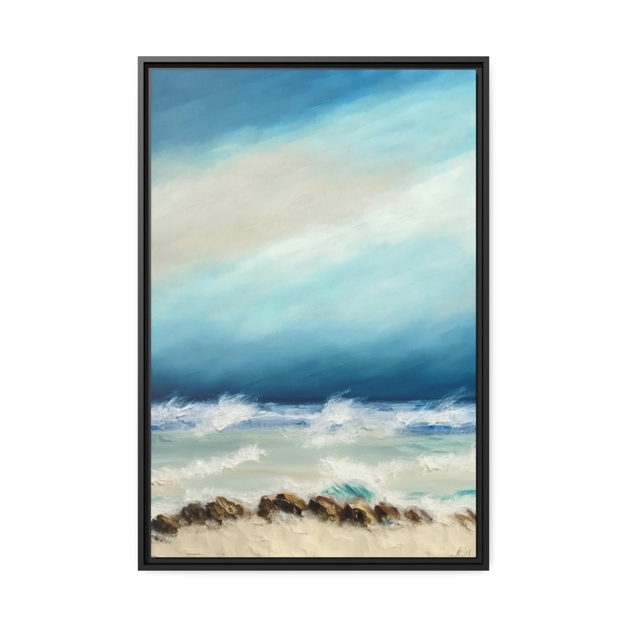Abstract Coastal Framed Canvas & Poster Print of Abstract Waves: A Coastal Symphony