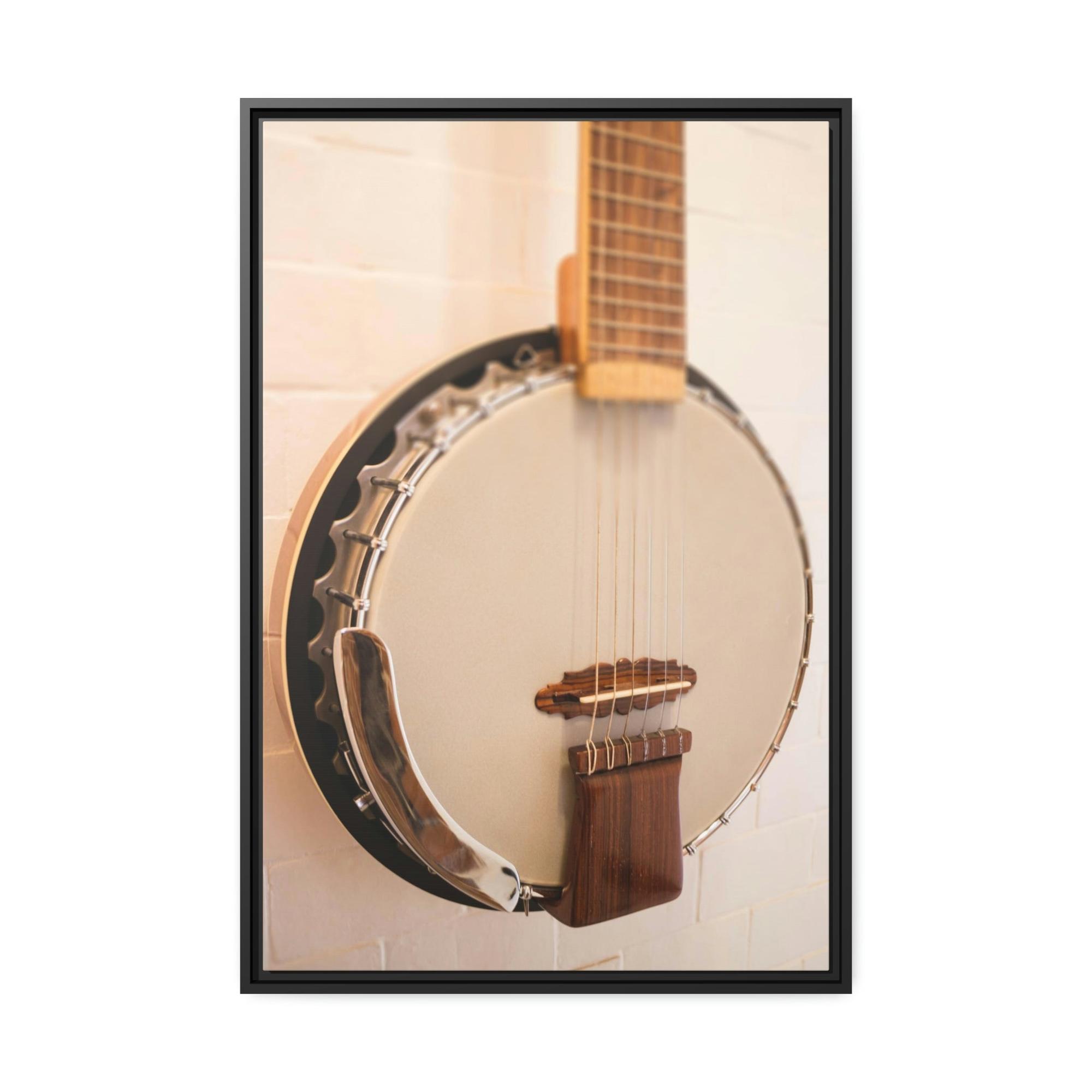 Banjo Melodic Strings: Art Print on Canvas with a Close-Up of a Banjo