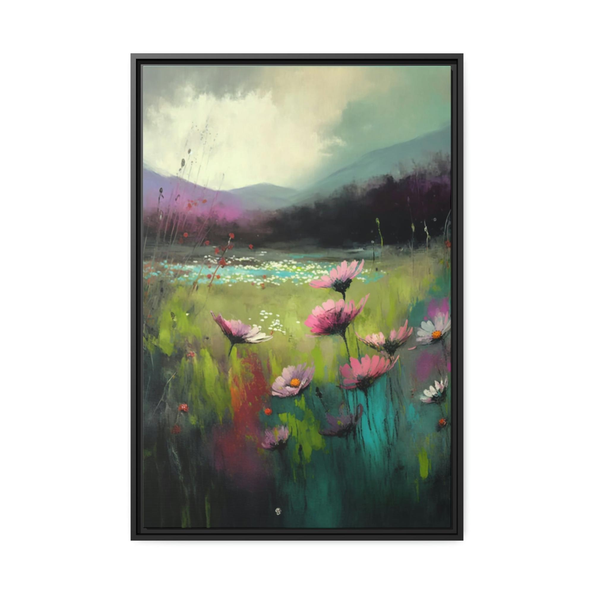 Abstract Landscape Chromatic Abstraction: A Framed Canvas & Poster Artwork of a Vibrant Landscape