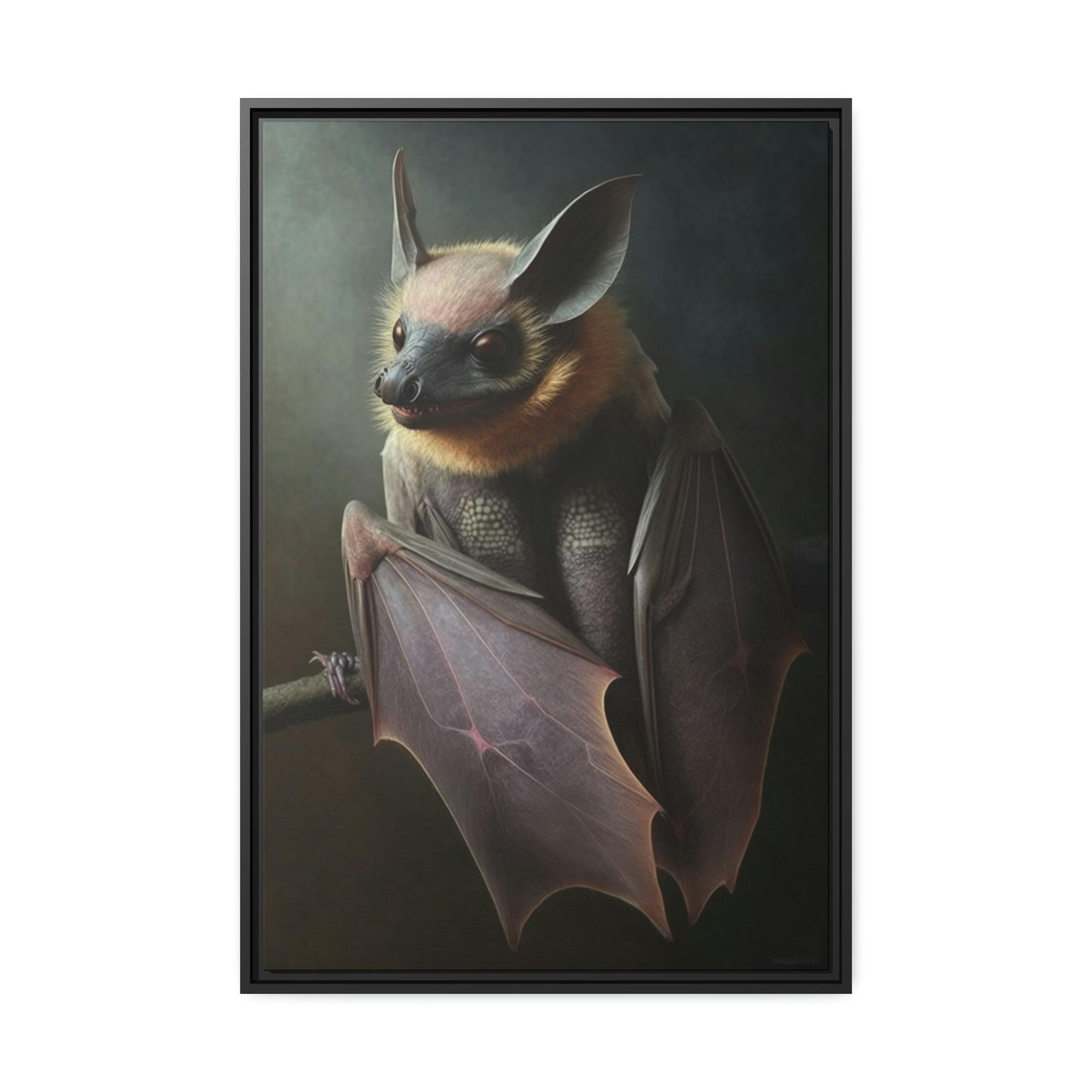 Bats In the Shadows: Poster & Canvas Art Print of a Single Bat in the Dark