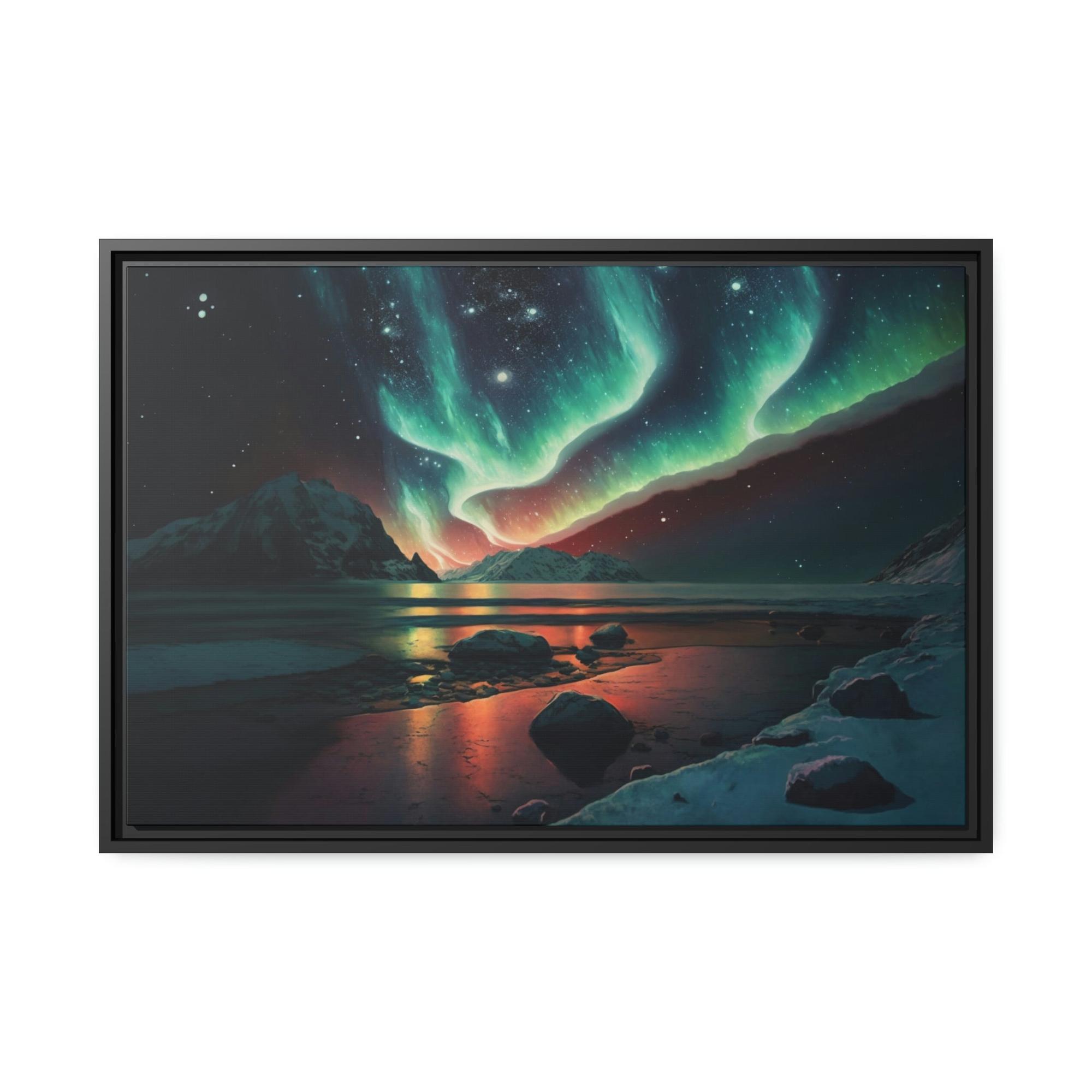 Aurora Borealis Northern Lights Dance: Stunning Aurora Borealis Wall Art on Natural Canvas