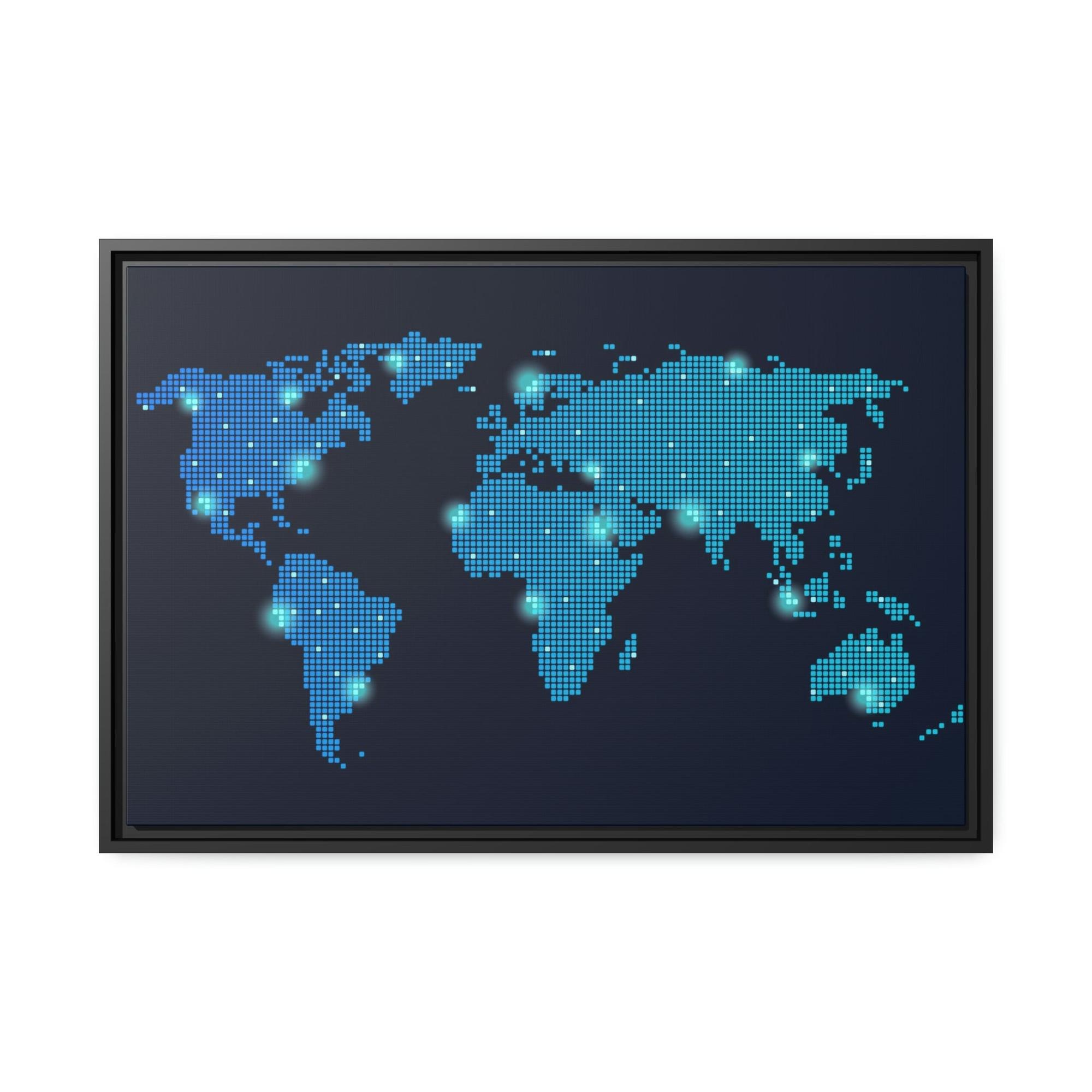 Maps The World in Color: Framed Canvas of Colorful Political Maps