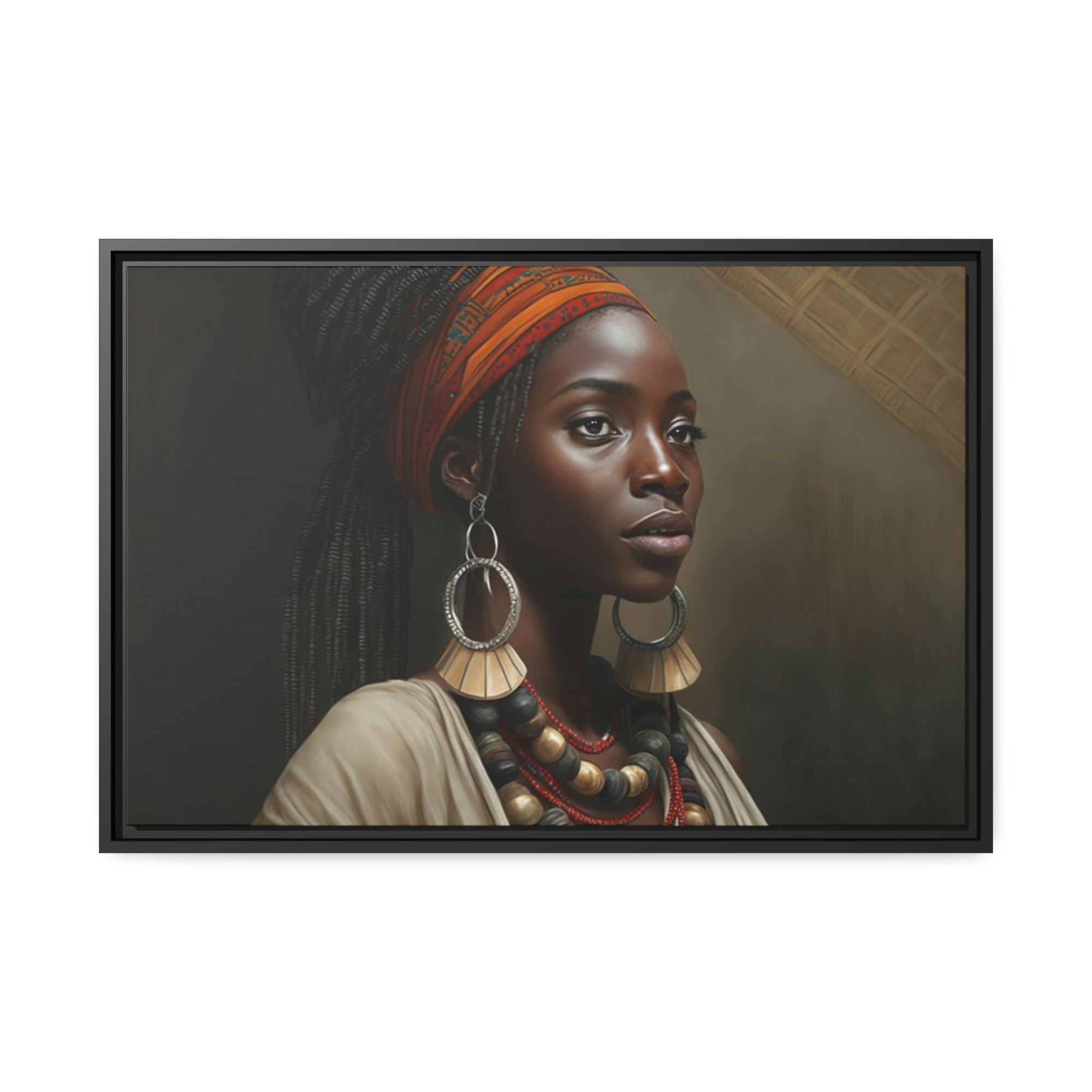 undefined Captivating Beauty: African Woman on Natural Canvas and Framed Poster