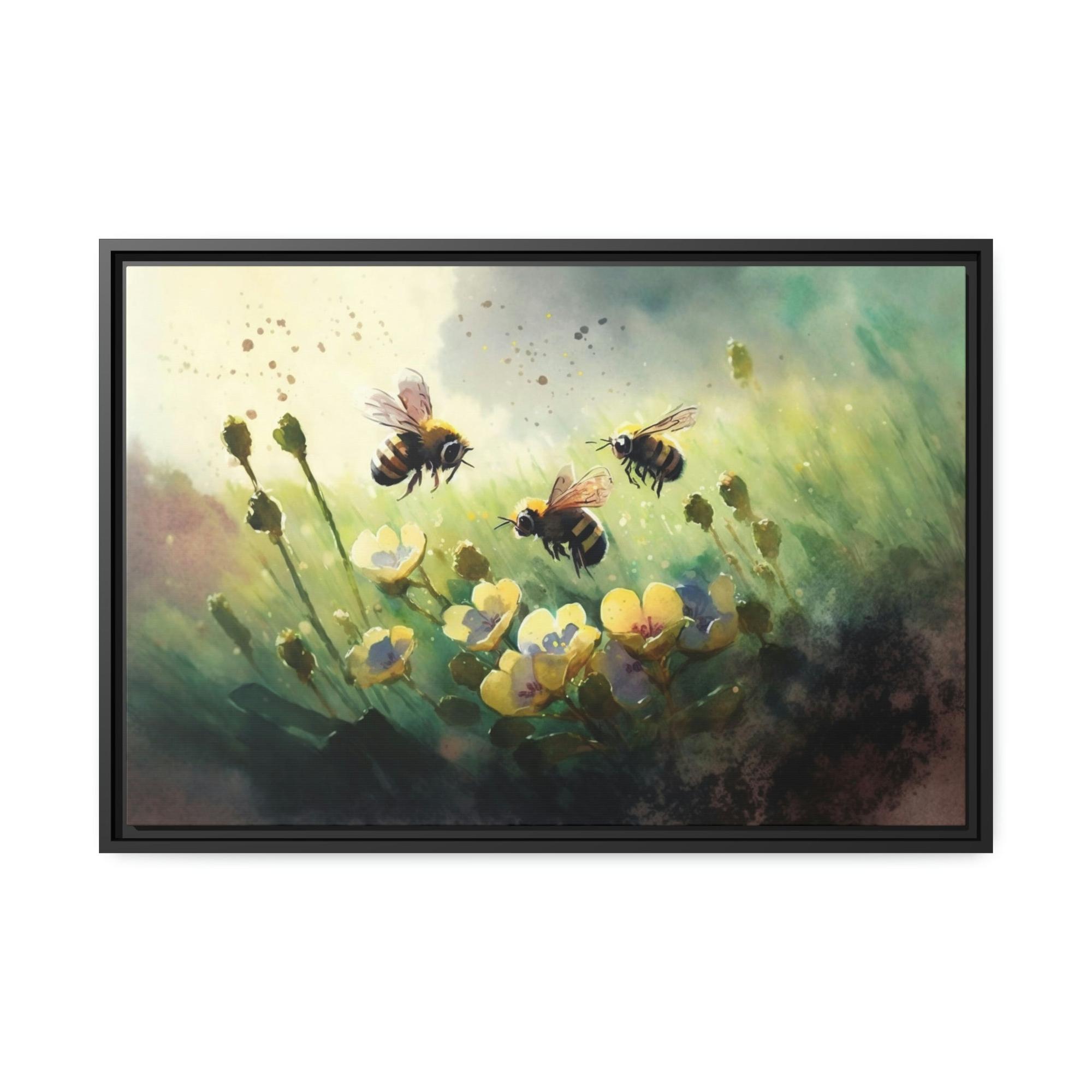Bees Pollinator Paradise: A Poster & Canvas Print of a Garden Teeming with Bees