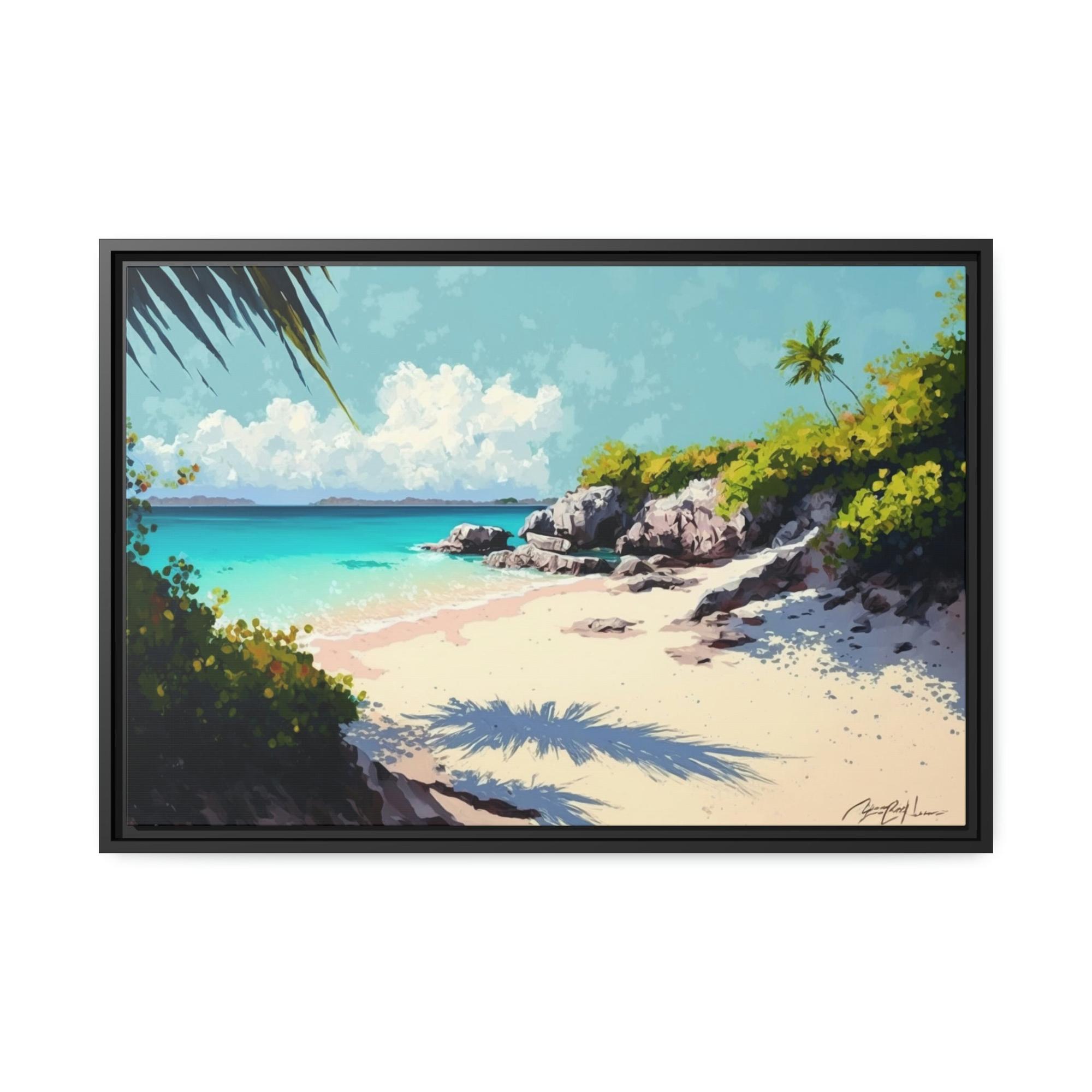 Caribbean Beach Escape to Paradise: Caribbean Beach Art on Natural Canvas and Wall Art Prints
