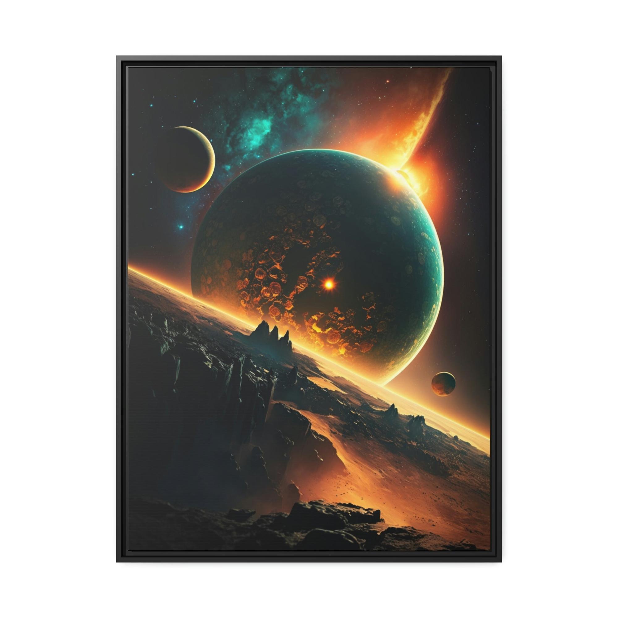 undefined Heavenly Bodies: Beautiful Art Print of Planets on Natural Canvas