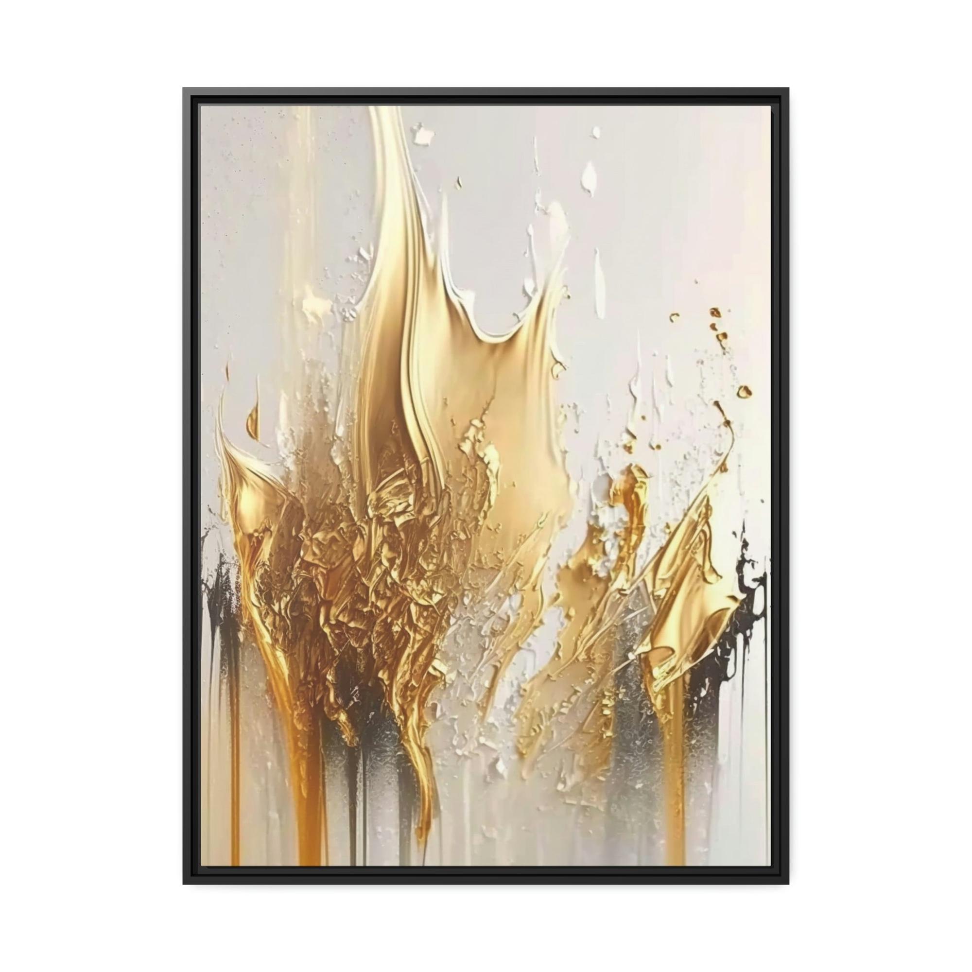 Gold Abstract Art Gilded Beauty: Print on Canvas of a Glamorous and Rich Abstract Art in Gold Hues on Natural Canvas