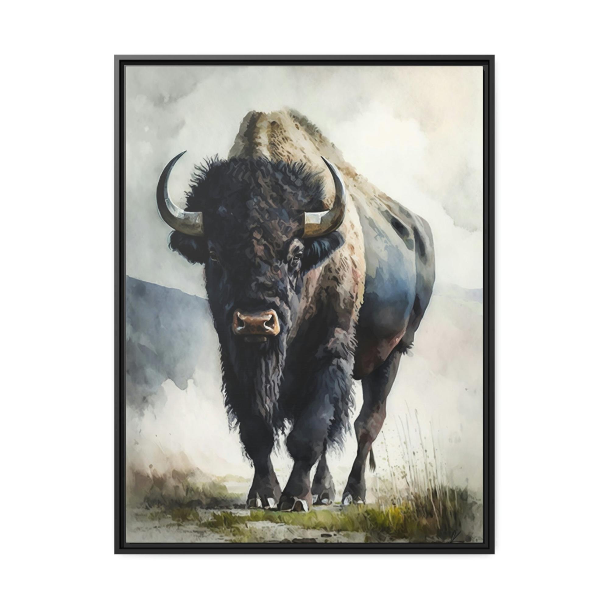 Buffalos A Serene Buffalo Portrait on Natural Canvas & Poster for Your Home