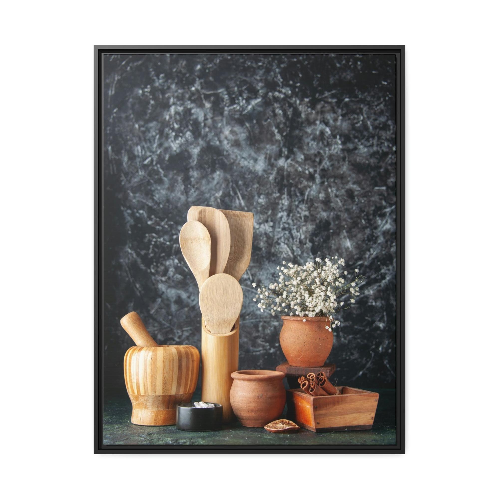 For Kitchen Classic Culinary Elegance: Framed Poster and Print of Fine Dining Utensils