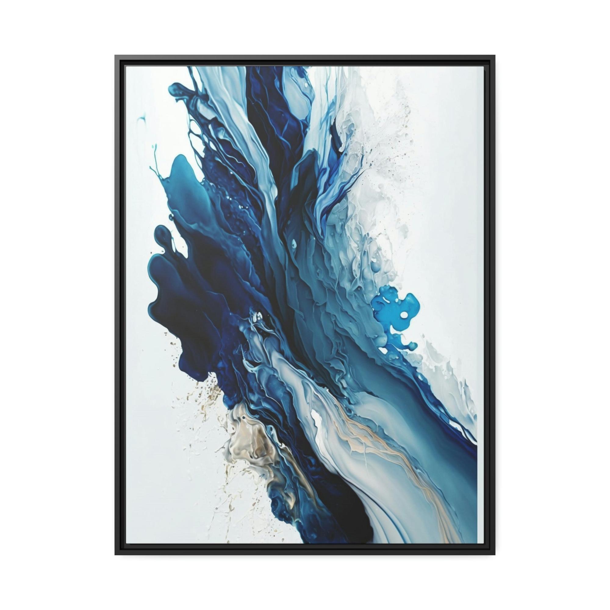 Blue Abstract Canvas Art Blue Harmony: A Framed Poster & Canvas Print of a Blue and White Abstract Artwork