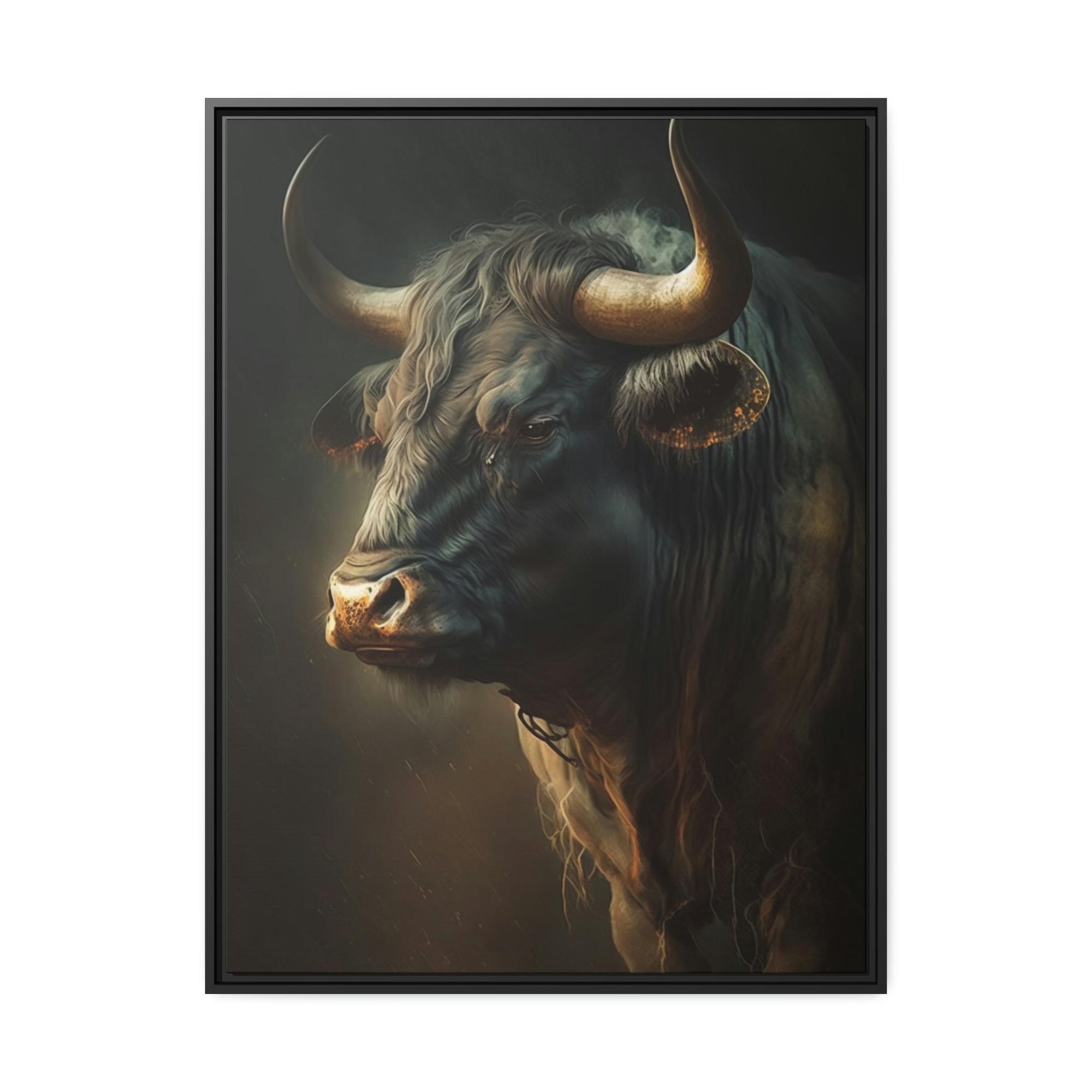 Bulls Bull's Strength: Canvas Wall Art Print of Majestic Horned Animal