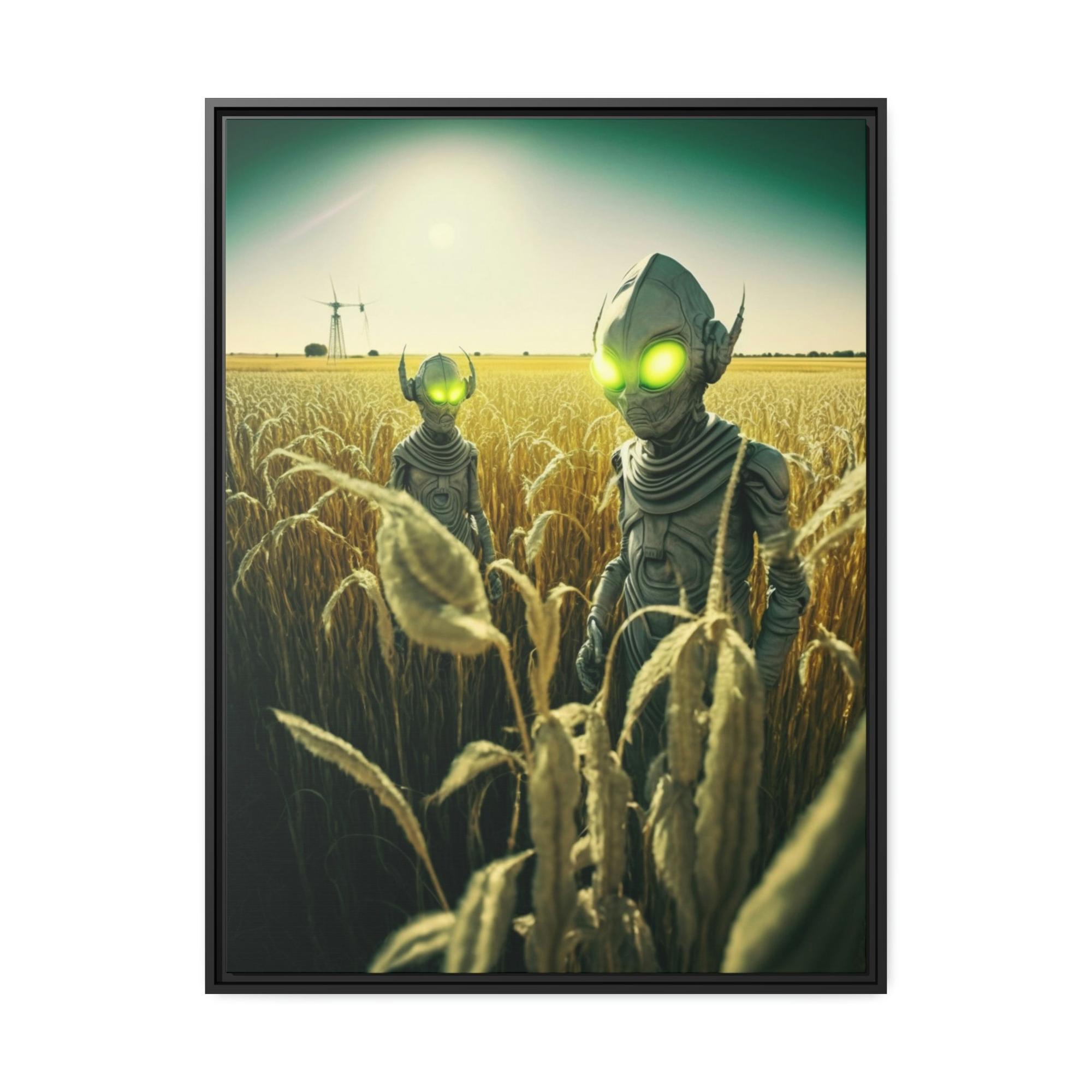 Aliens Artistic Aliens: A Canvas Print Featuring Mysterious Extraterrestrial Life Forms